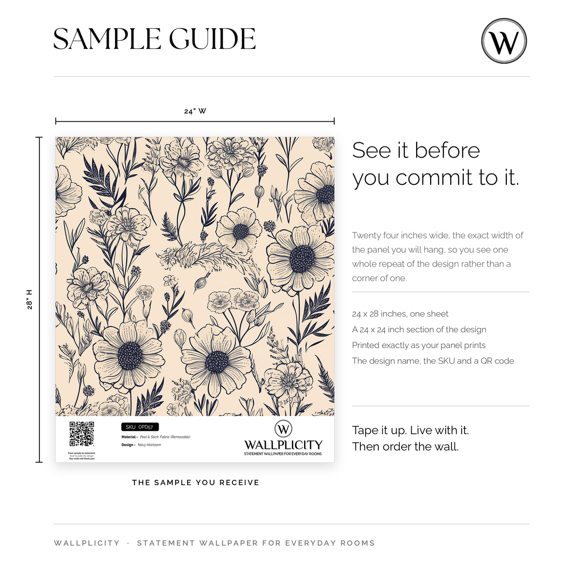 Navy Heirloom wallpaper sample guide