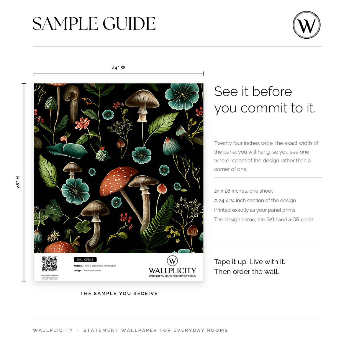 Mushroom Hollow wallpaper sample guide