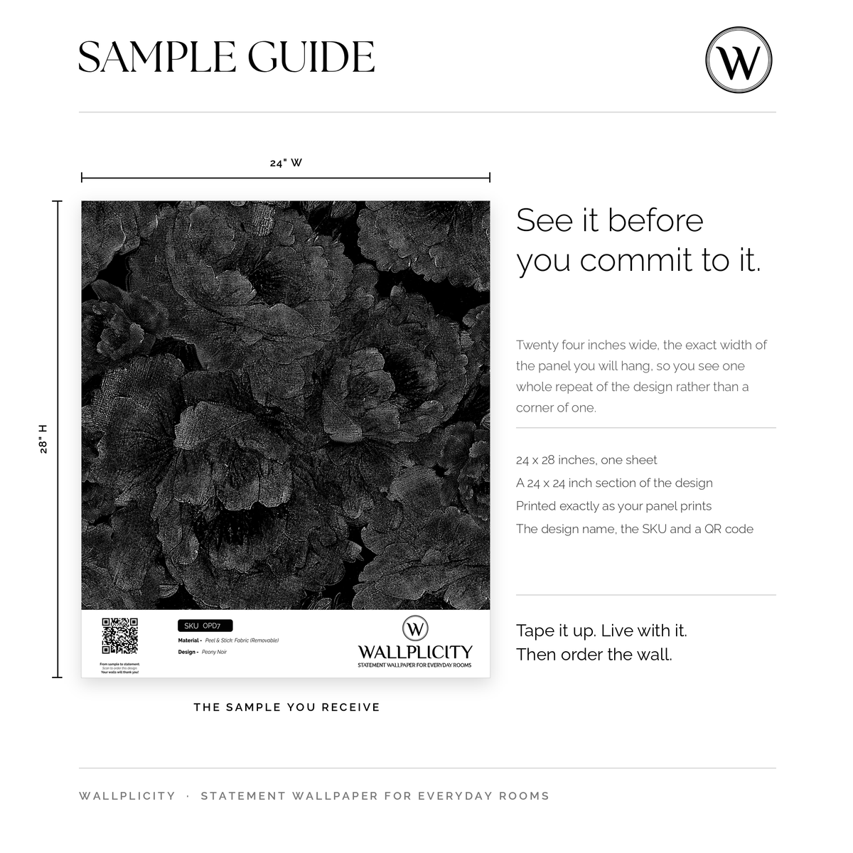 Peony Noir wallpaper sample guide