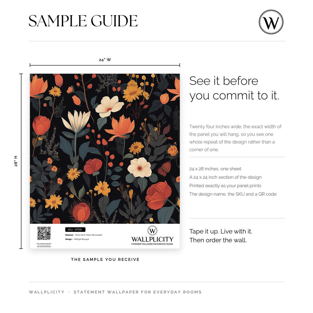 Midnight Bouquet wallpaper sample guide