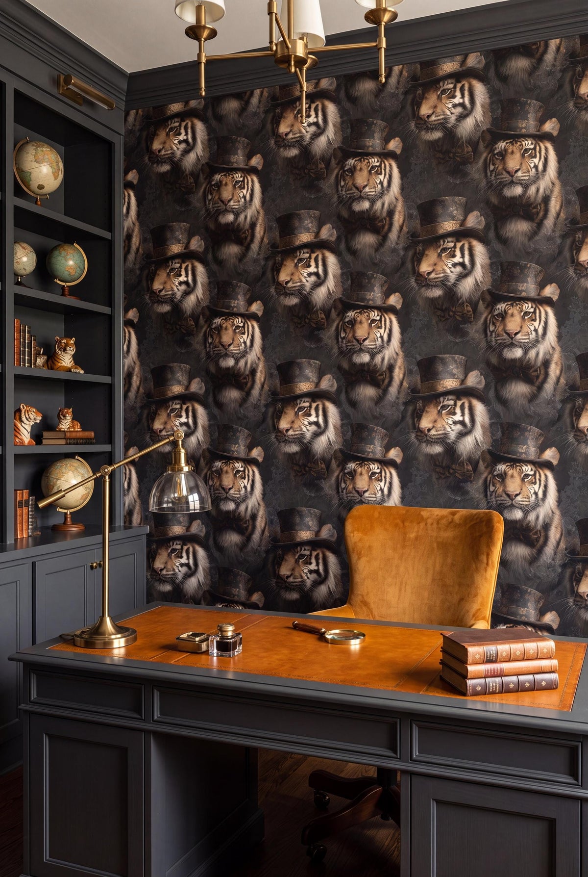 The Chancellor wallpaper shown in a home office