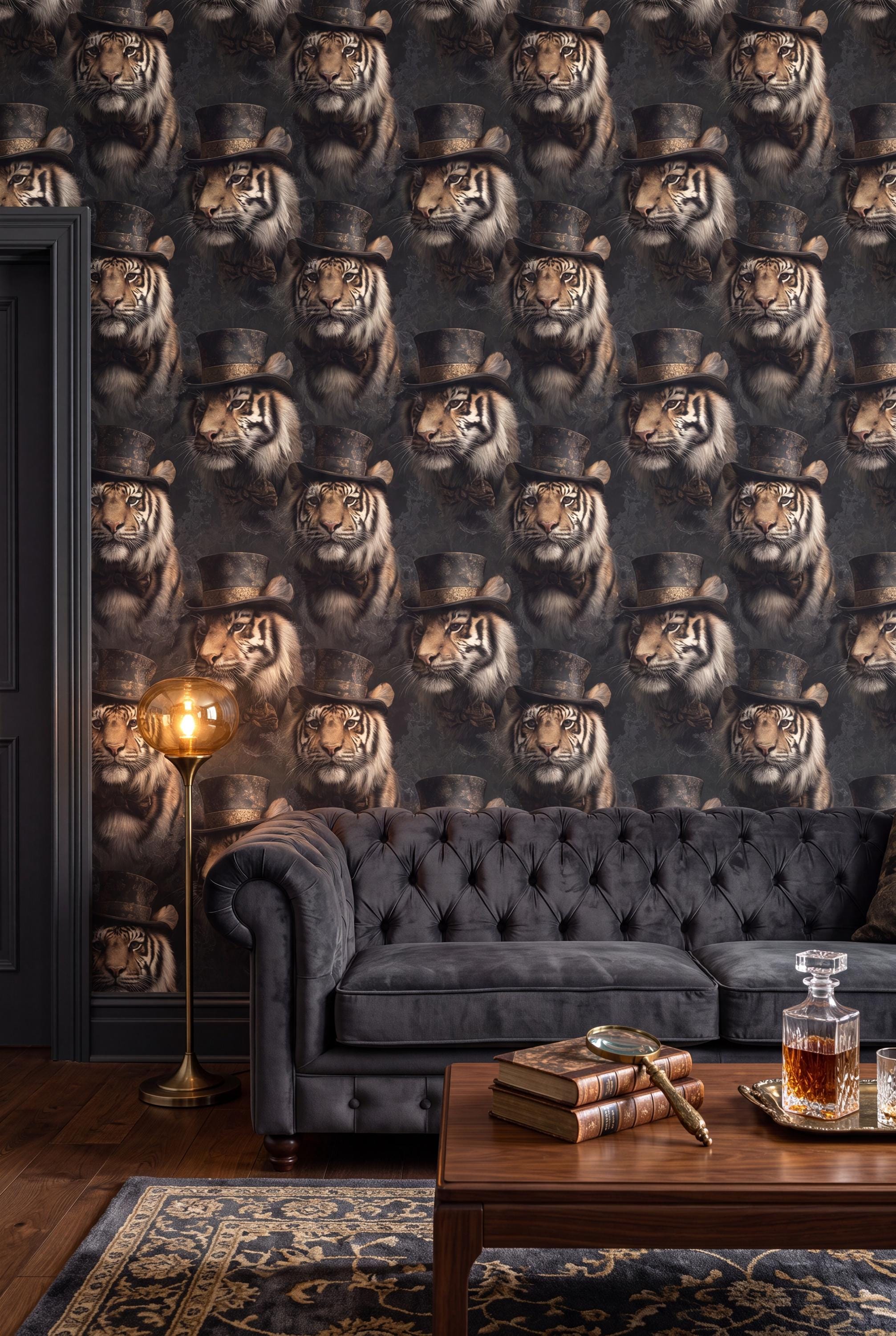 The Chancellor wallpaper shown in an entryway