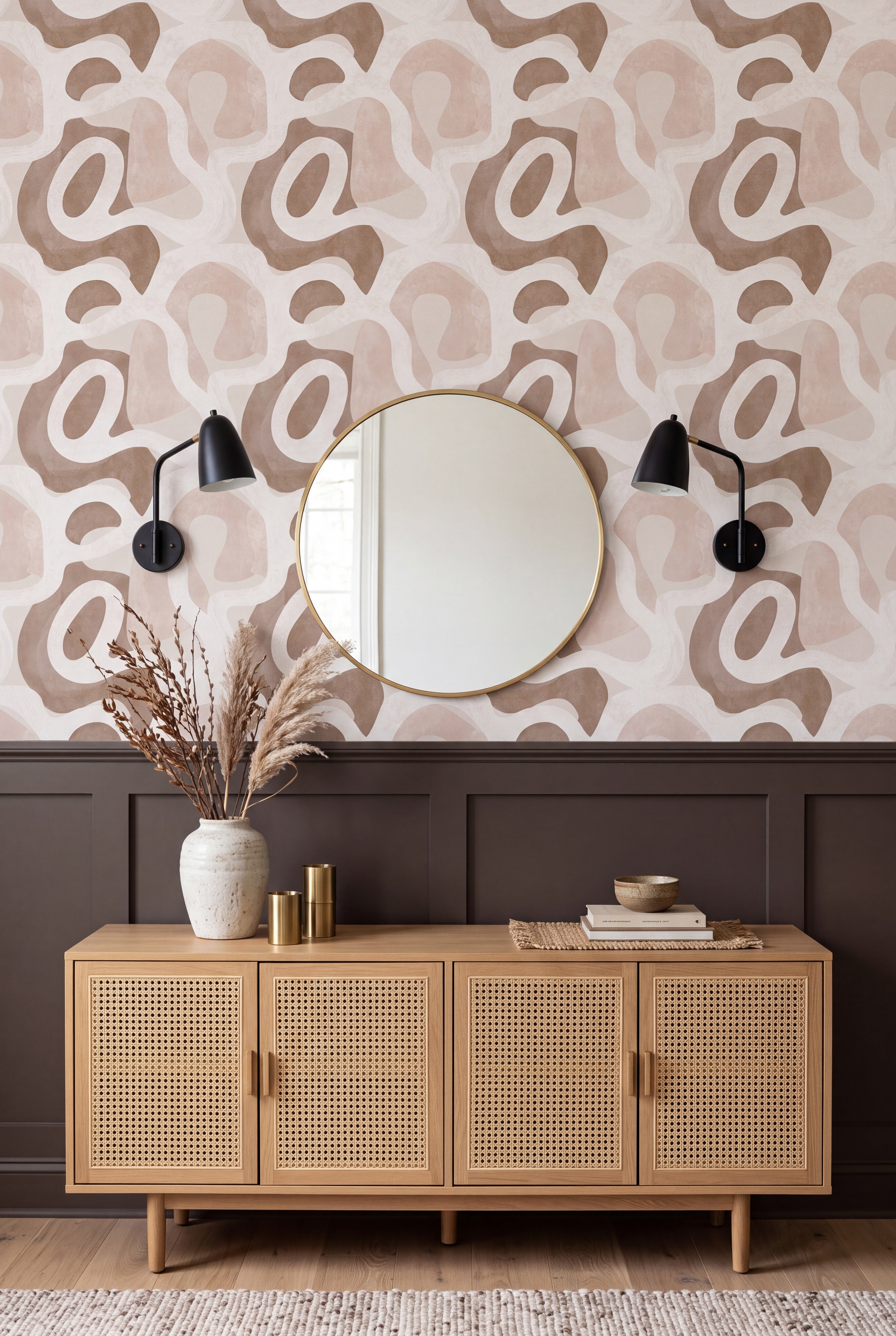 Clay Terrain wallpaper shown in a dining room