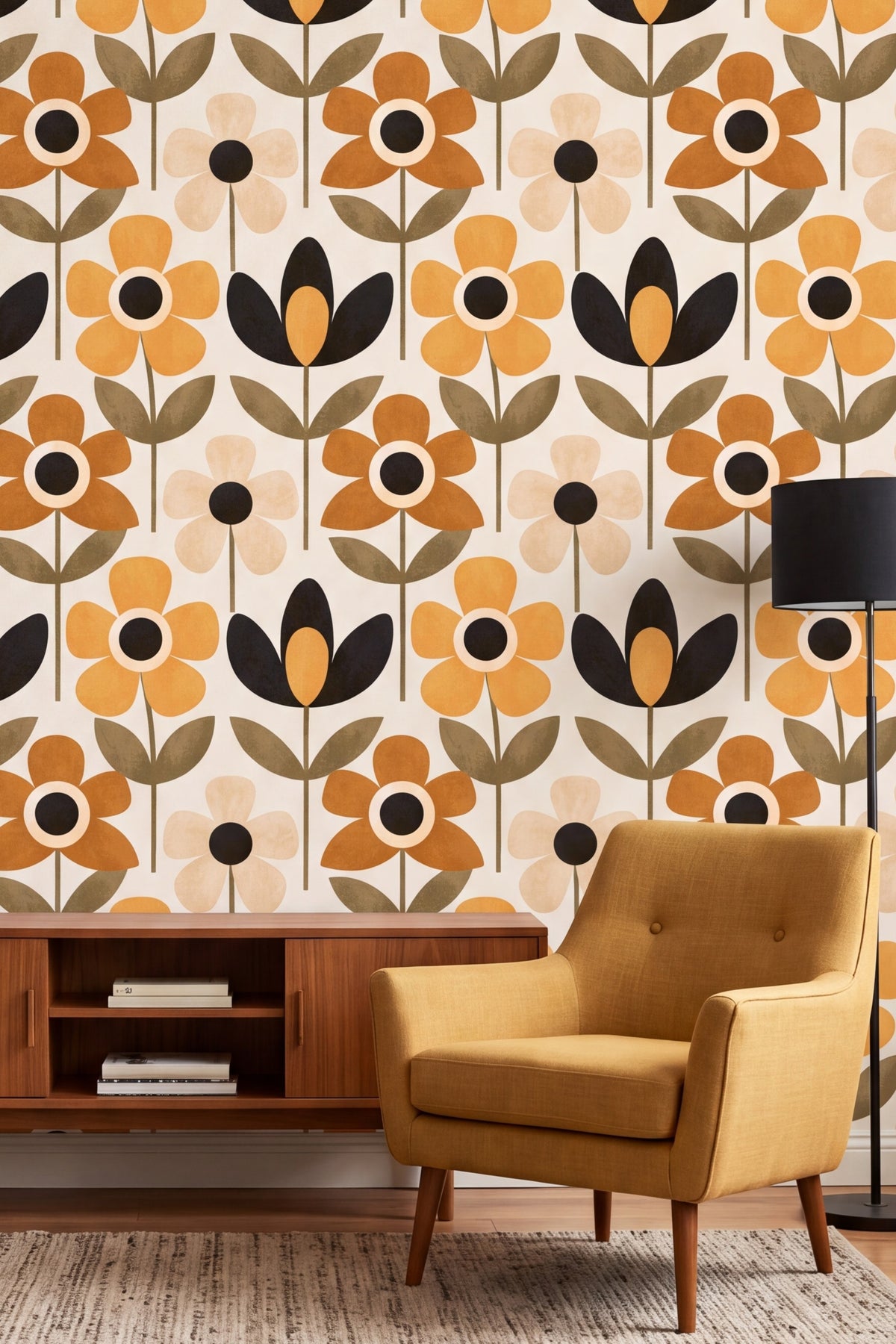 Marmalade Mod wallpaper shown in a living room
