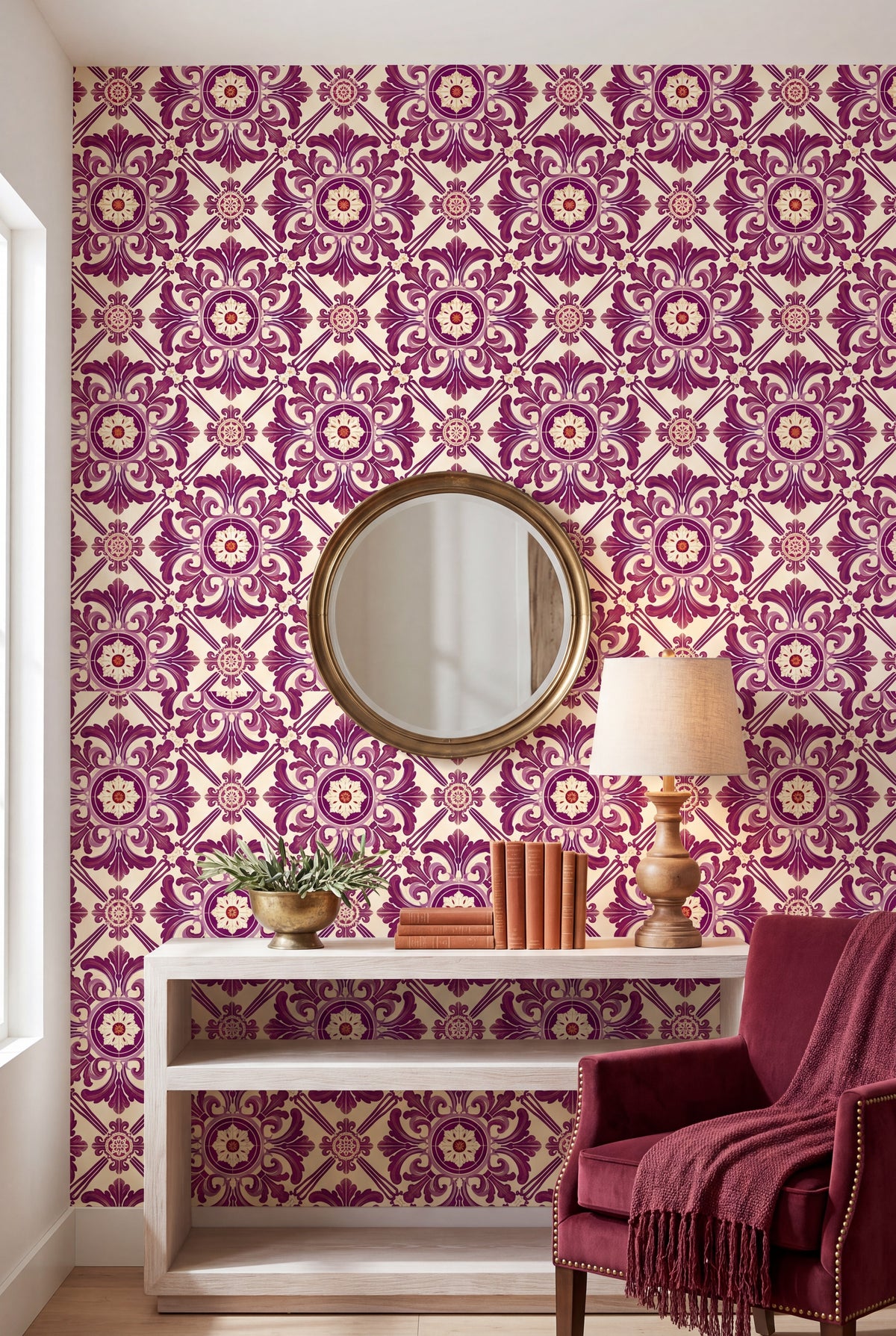 Coimbra Wine wallpaper shown in a living room