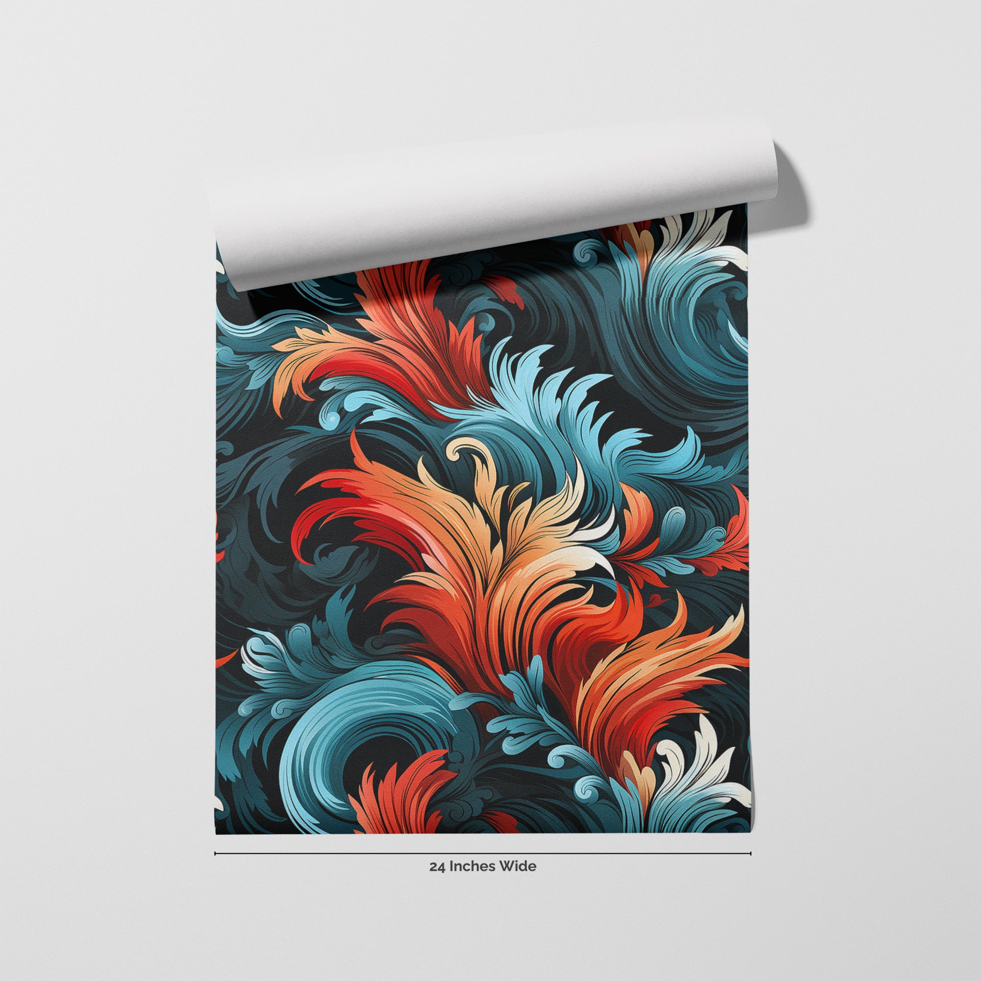 Acanthus Ember wallpaper roll, 24 inches wide