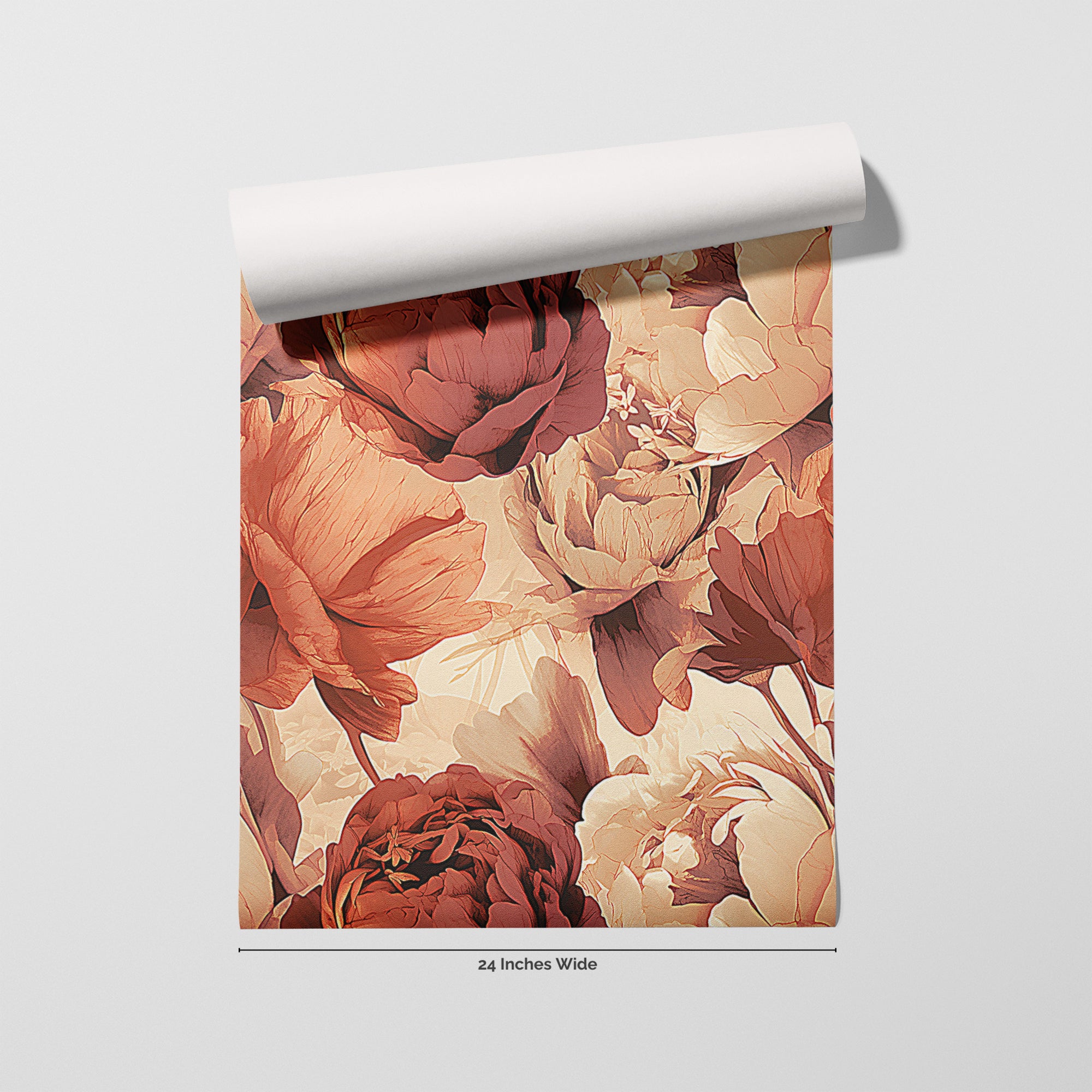 Amber Peony wallpaper roll, 24 inches wide