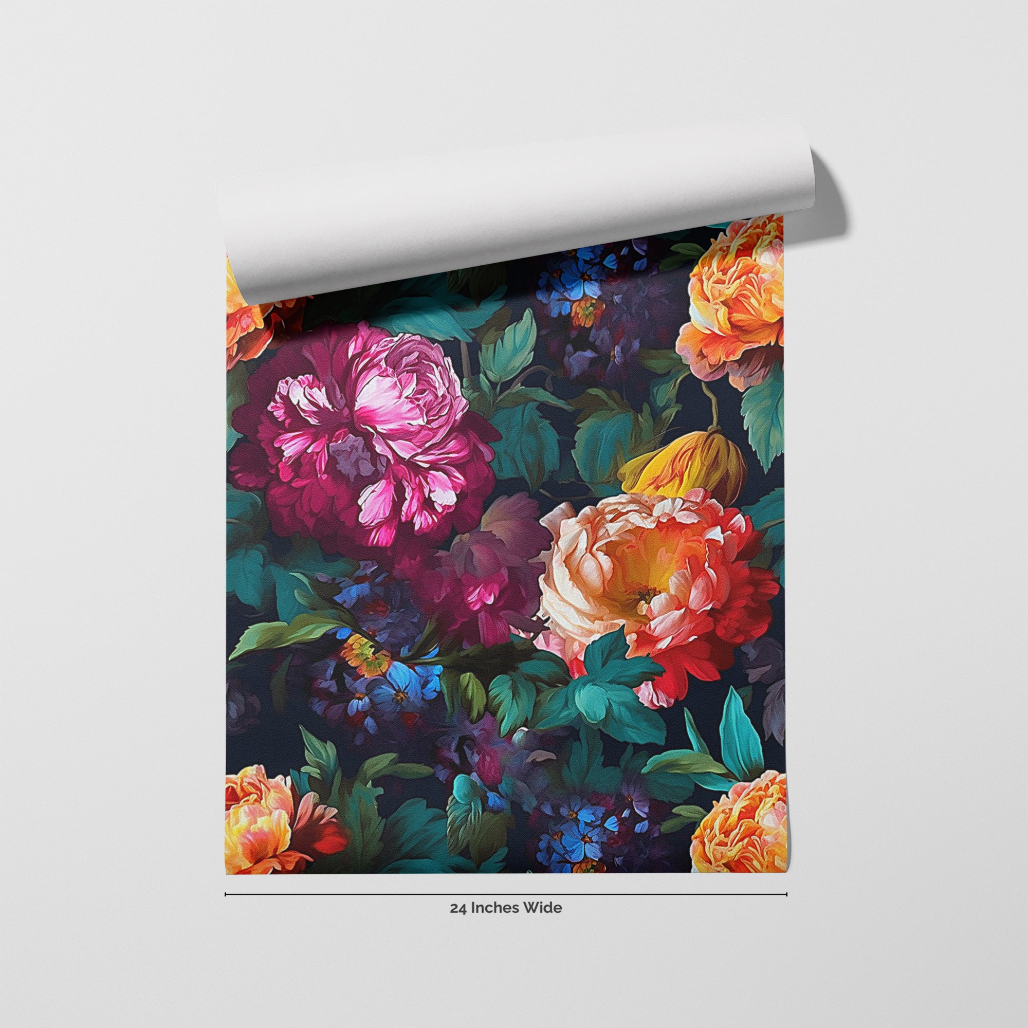 Moonflower wallpaper roll, 24 inches wide