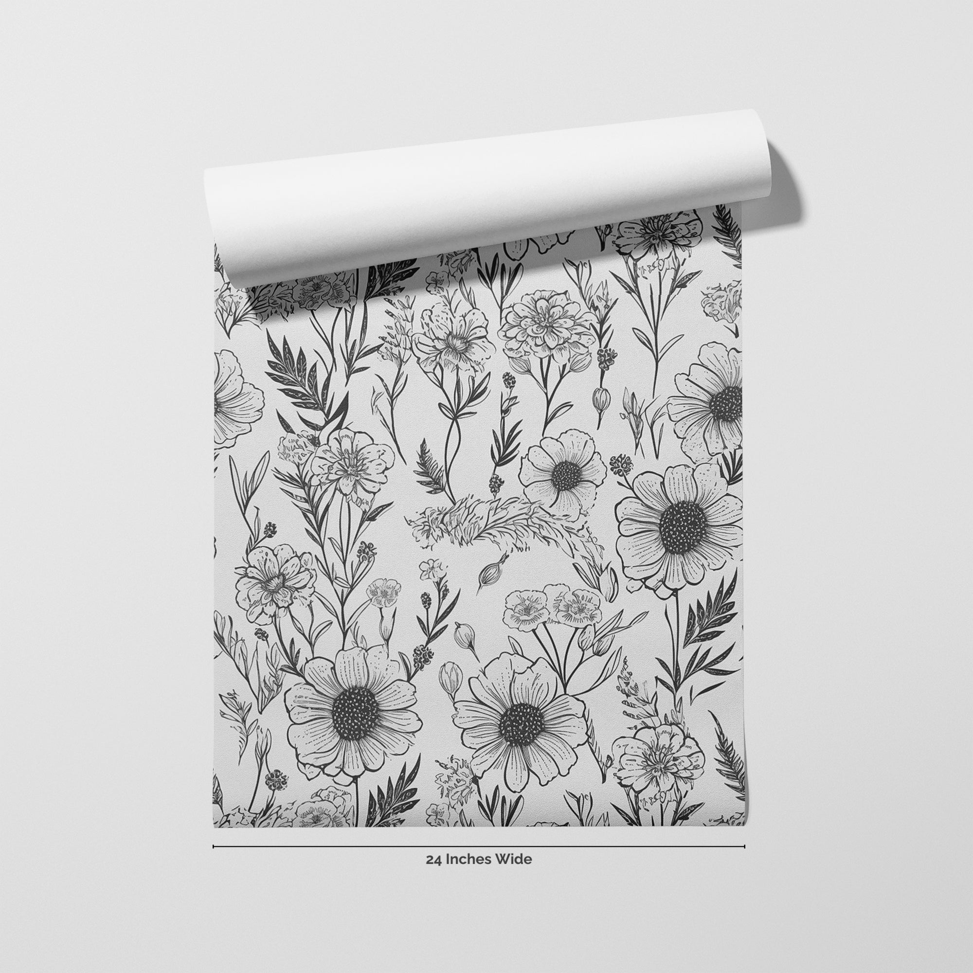 Etched Bloom wallpaper roll, 24 inches wide