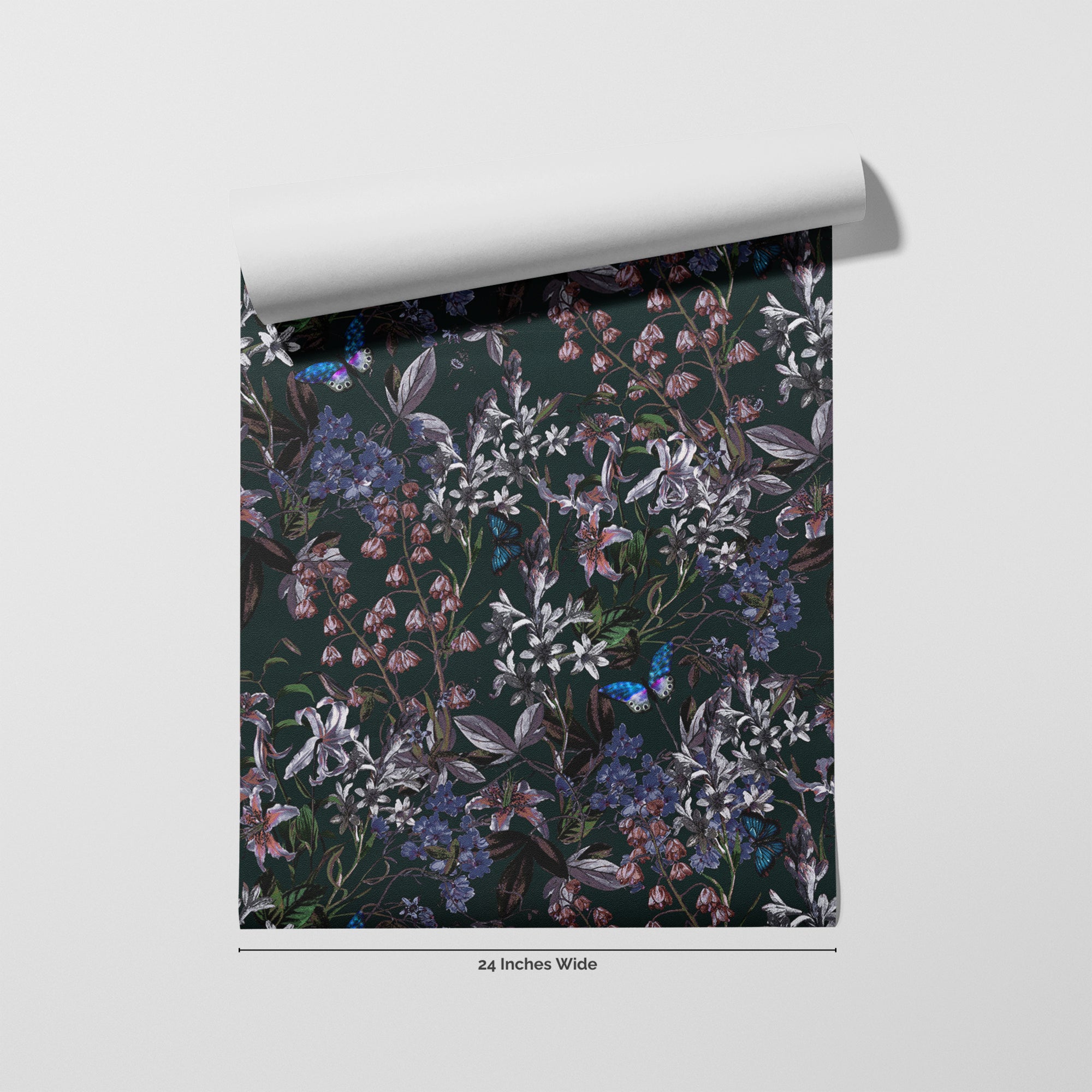 Midnight Flutter wallpaper roll, 24 inches wide