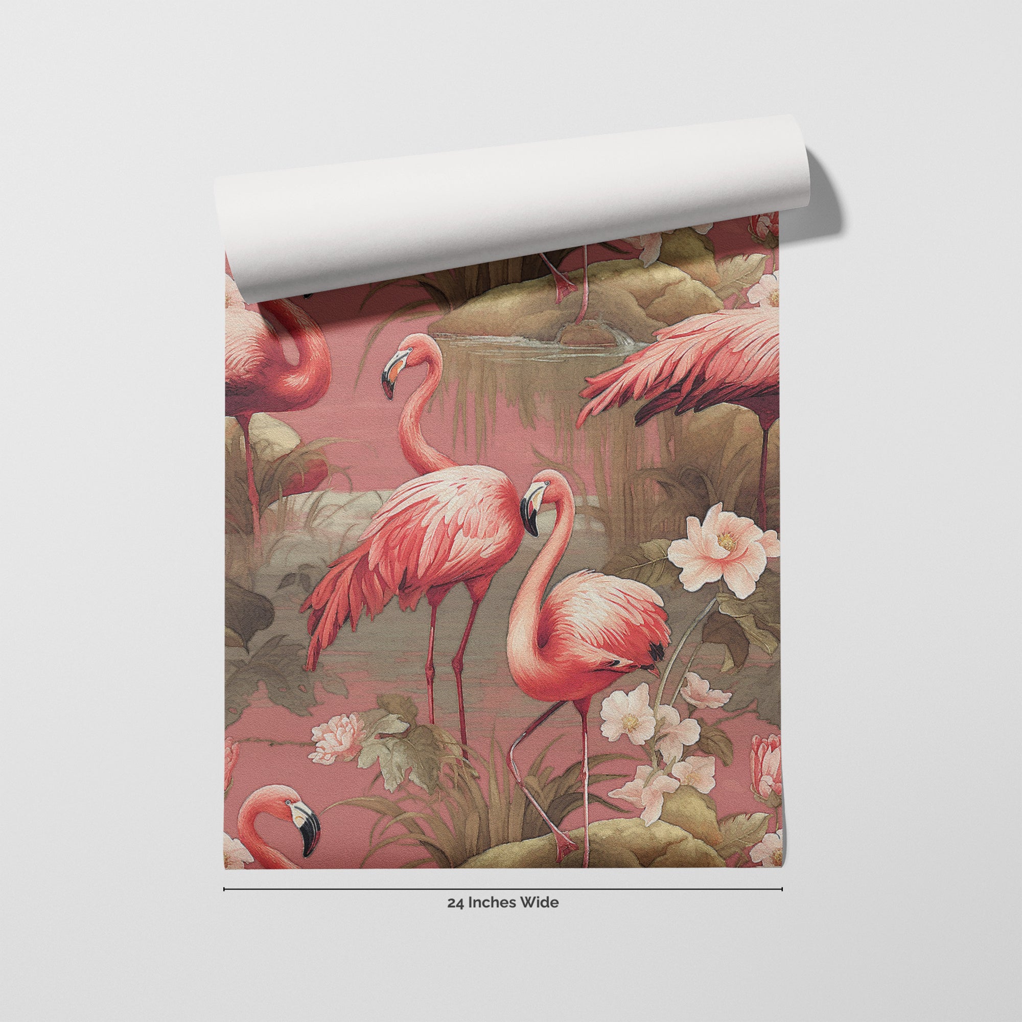 Flamingo Social wallpaper roll, 24 inches wide