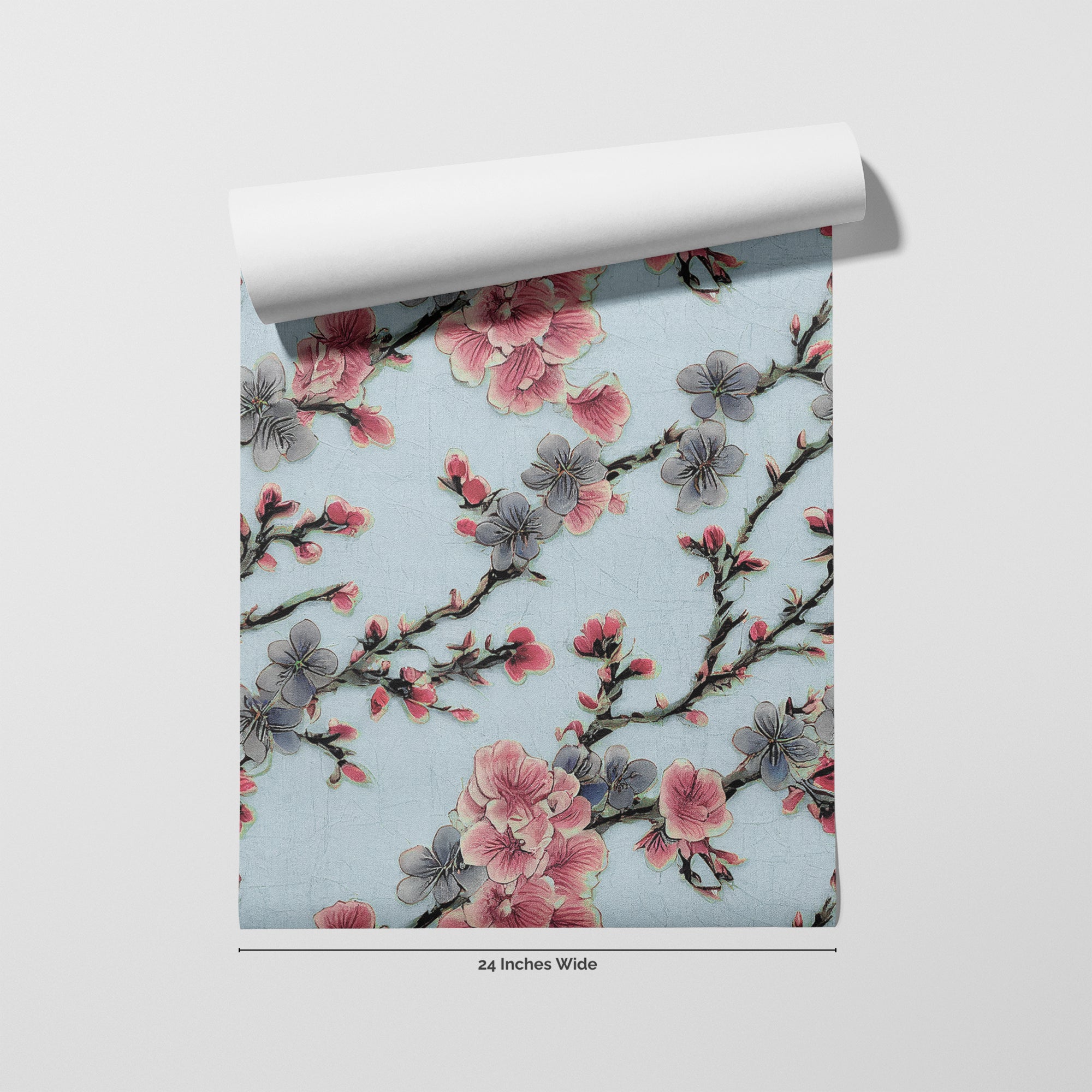 Indigo Blossom wallpaper roll, 24 inches wide