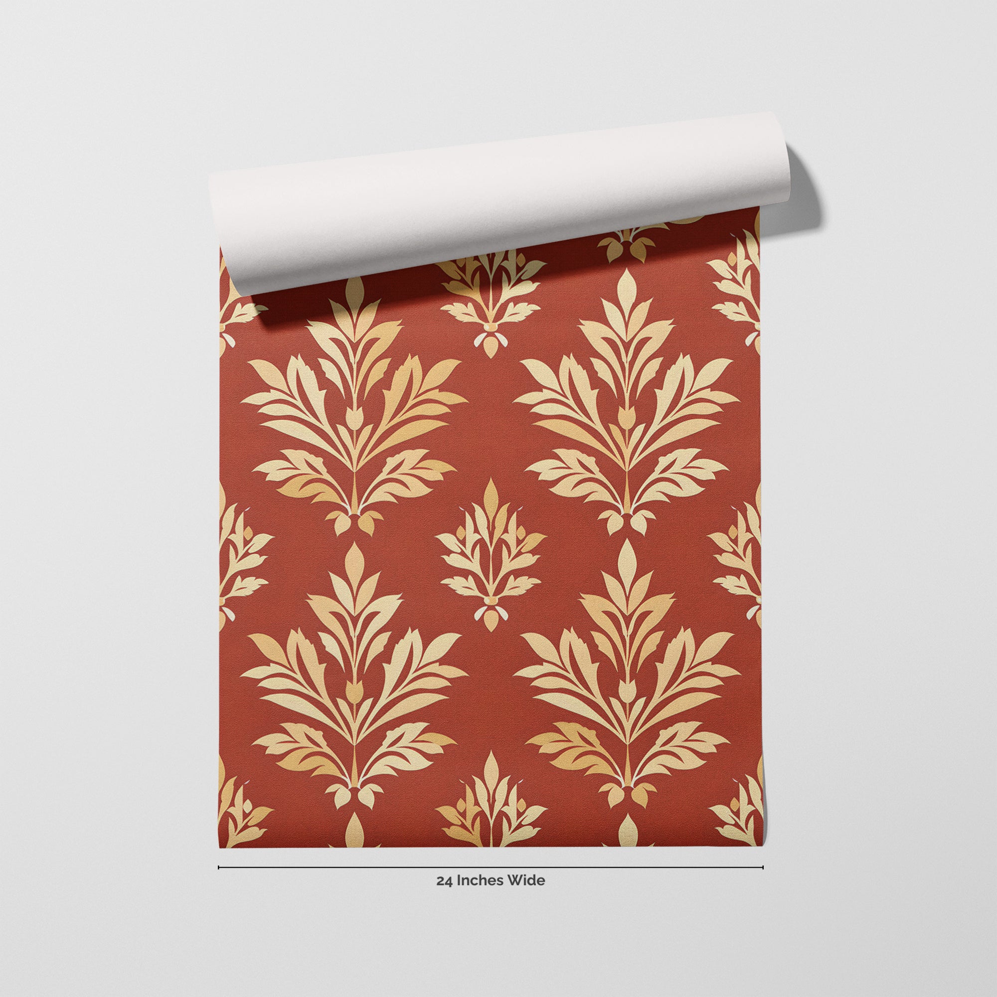 Terra Damask wallpaper roll, 24 inches wide
