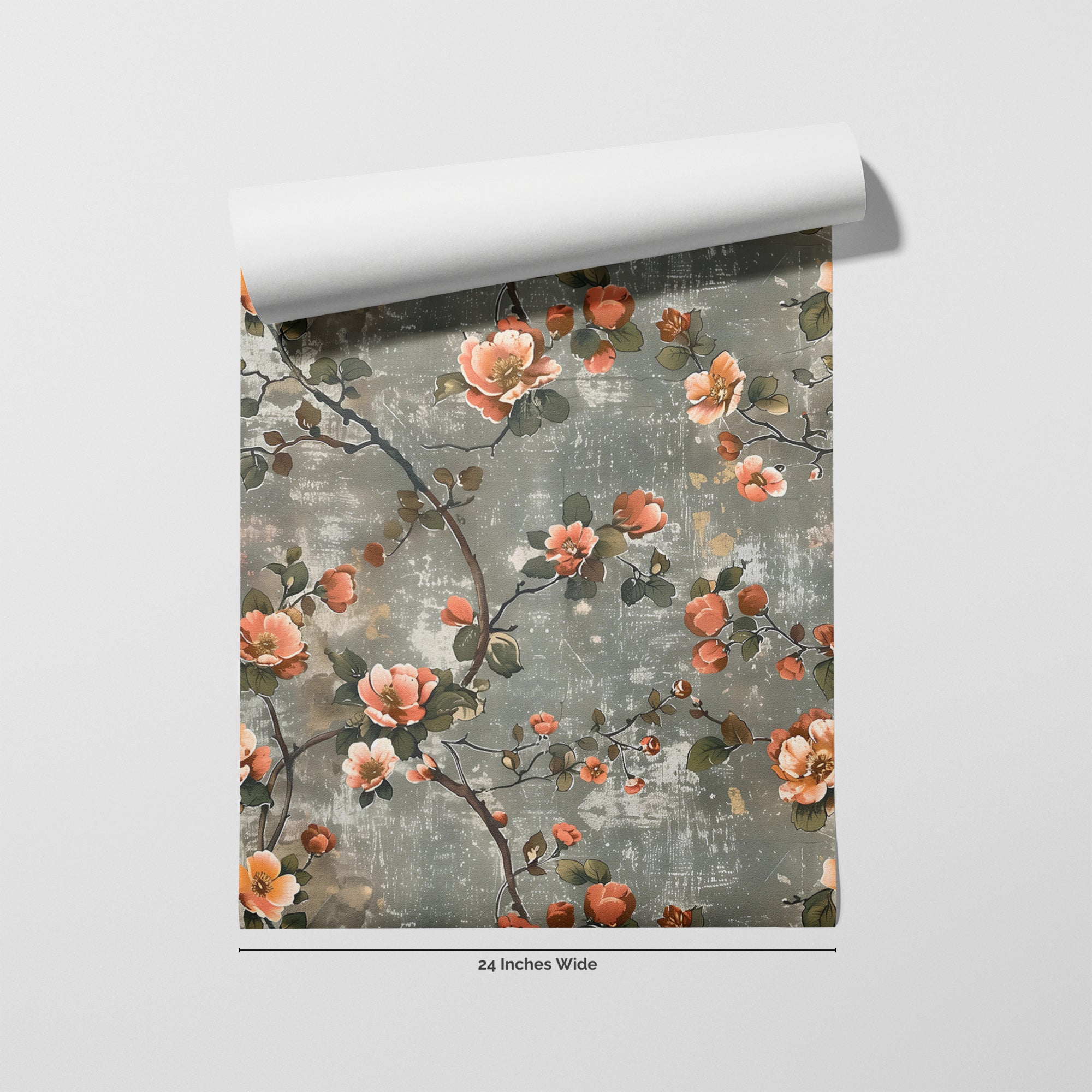 Coral & Ash wallpaper roll, 24 inches wide
