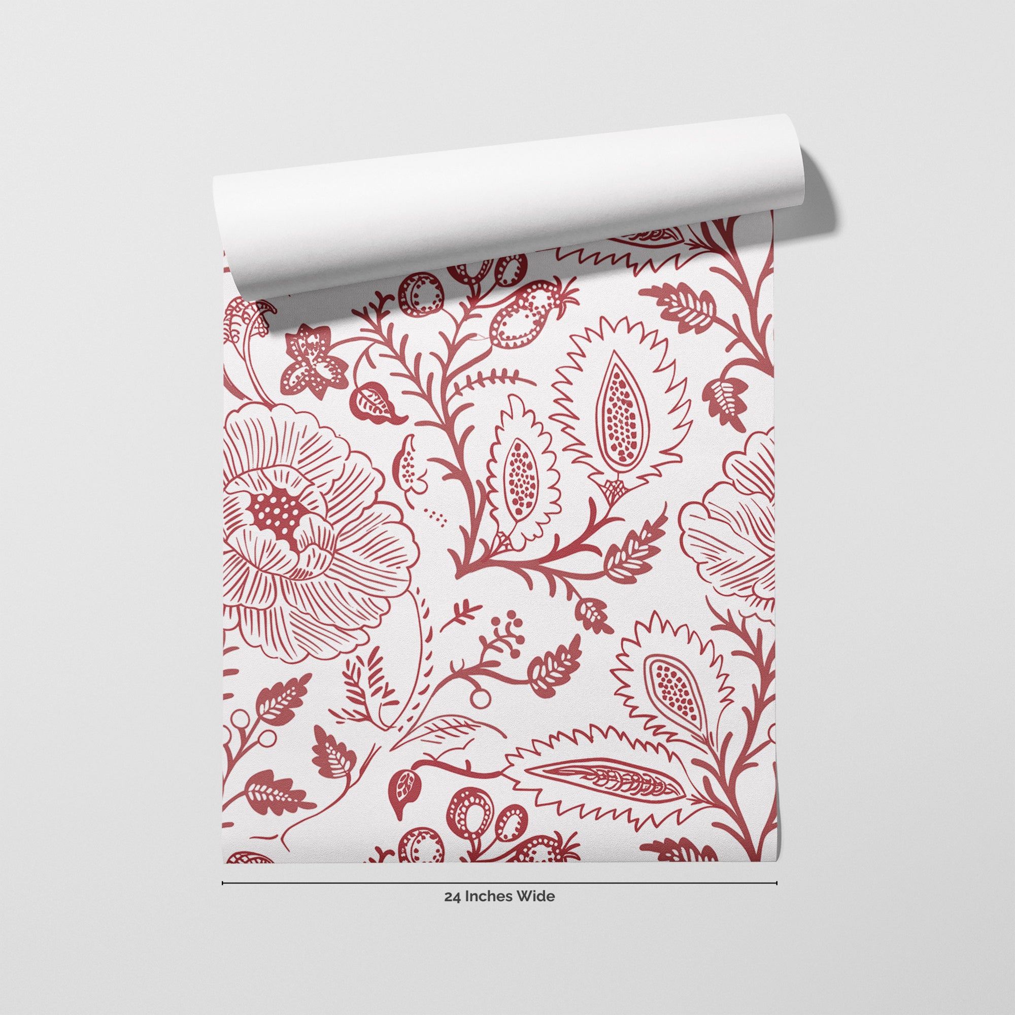 Scarlet Folk wallpaper roll, 24 inches wide