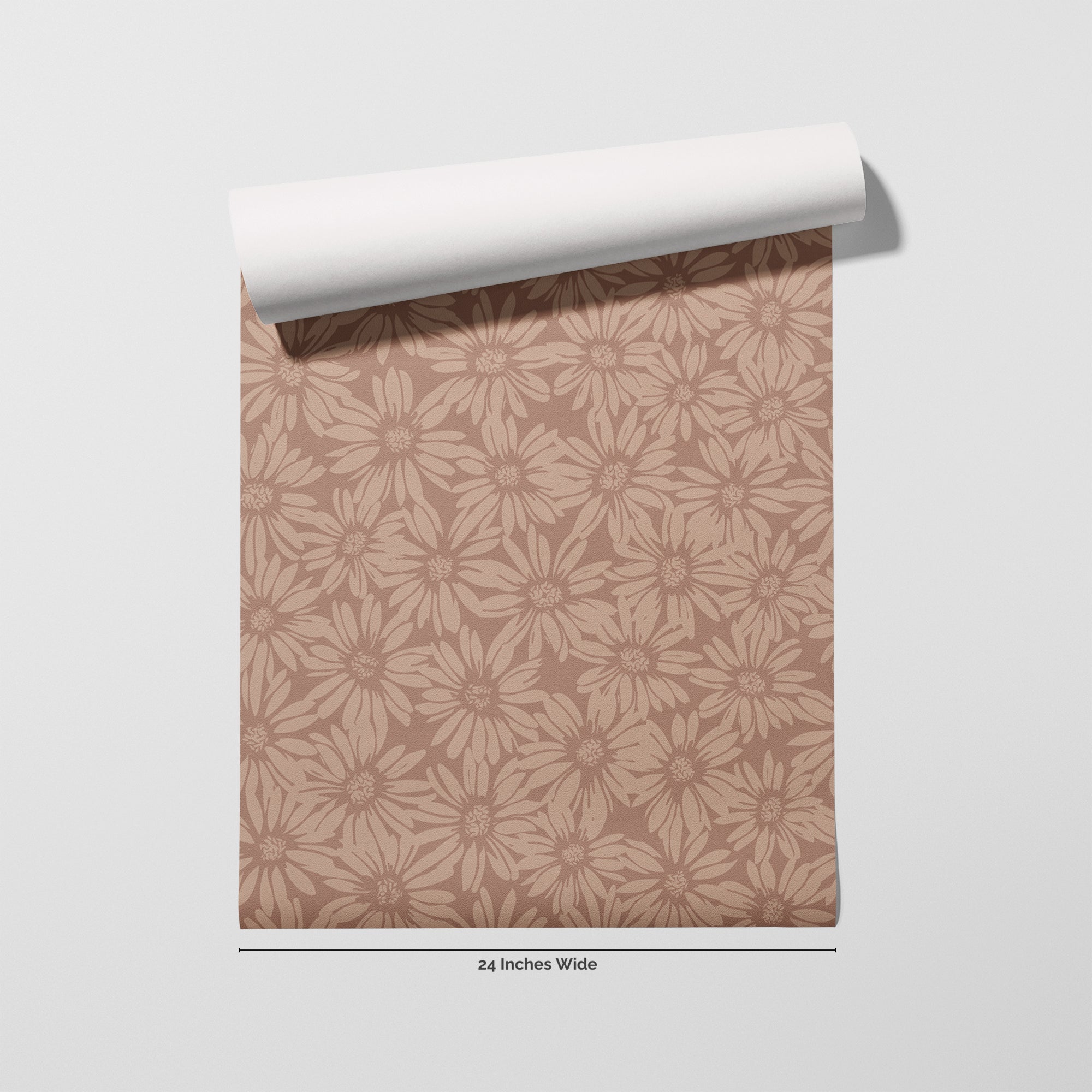 Mocha Daisy wallpaper roll, 24 inches wide