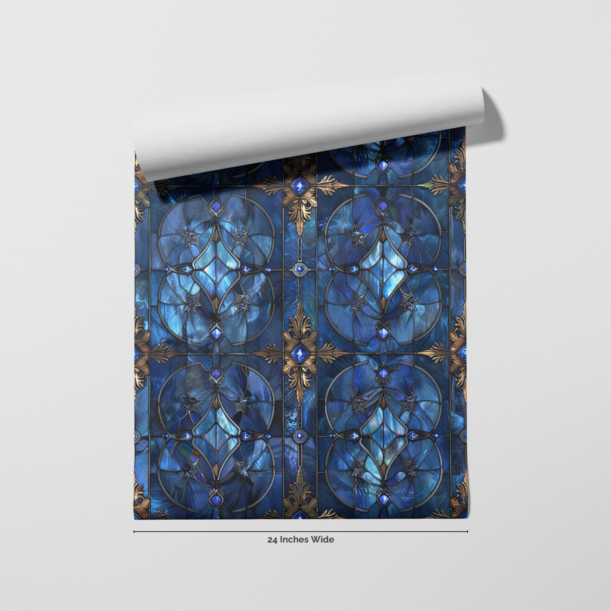 Cathedral Blue wallpaper roll, 24 inches wide