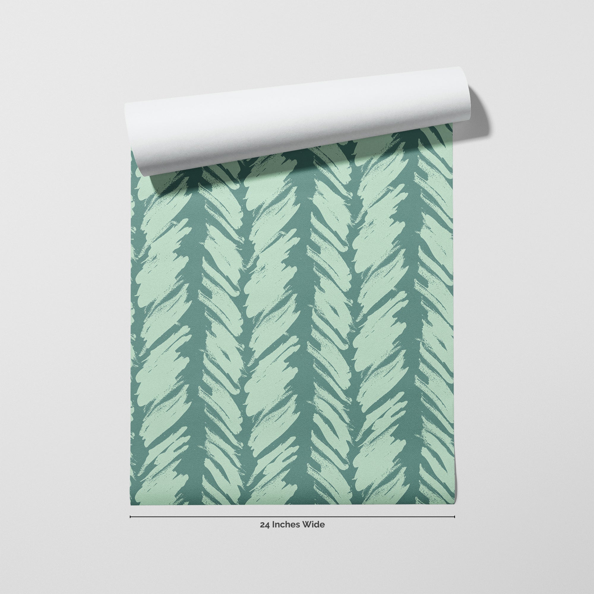 Mint Brush wallpaper roll, 24 inches wide