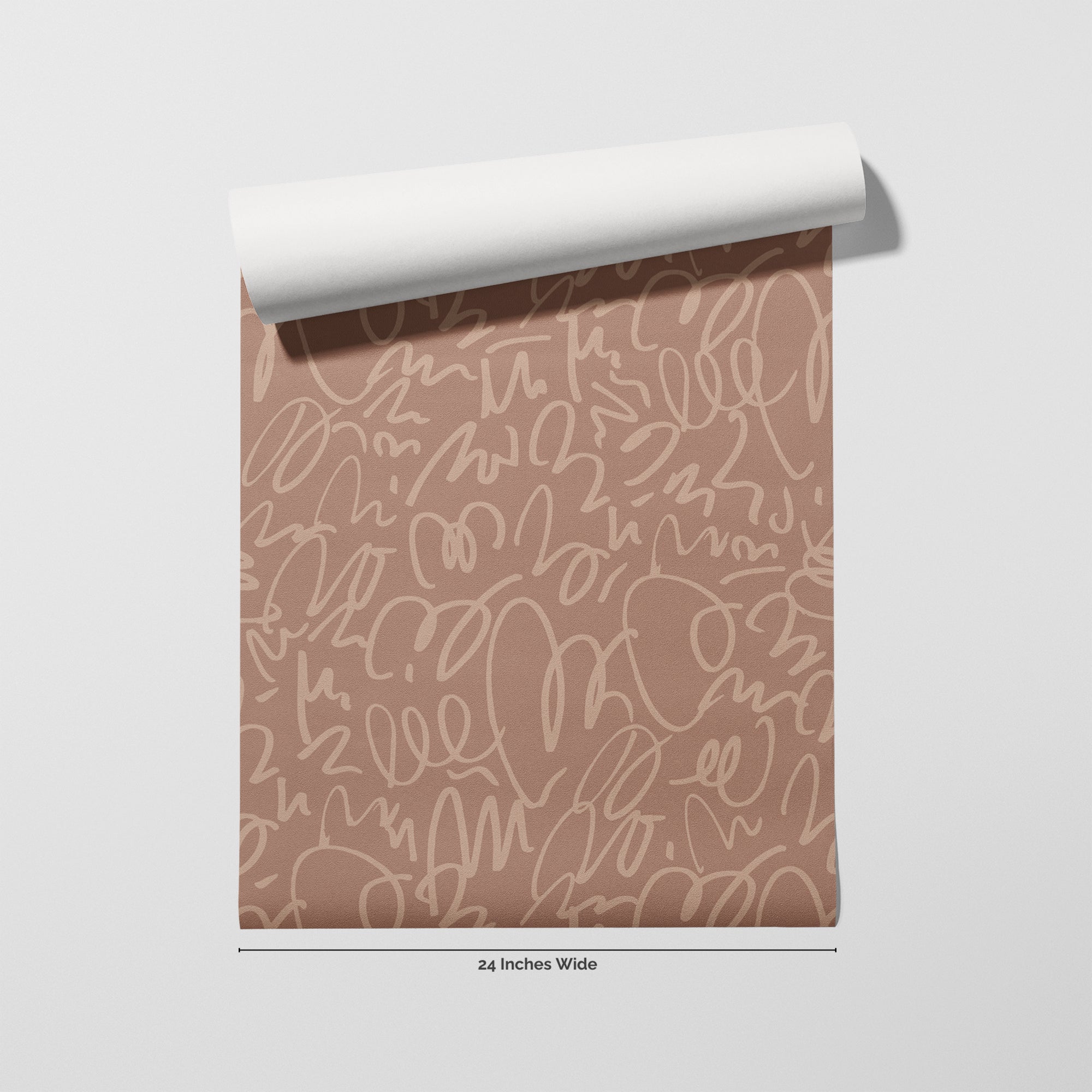 Mocha Doodle wallpaper roll, 24 inches wide