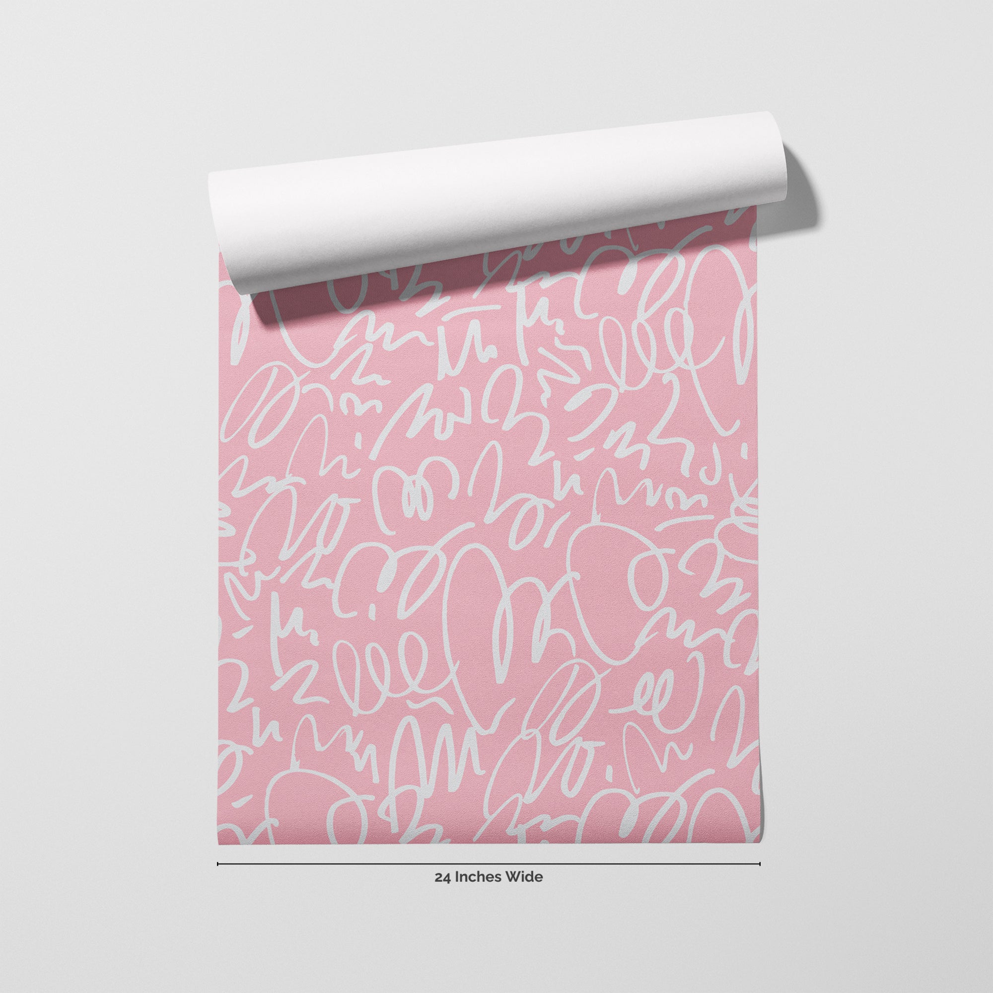 Pink Doodle wallpaper roll, 24 inches wide