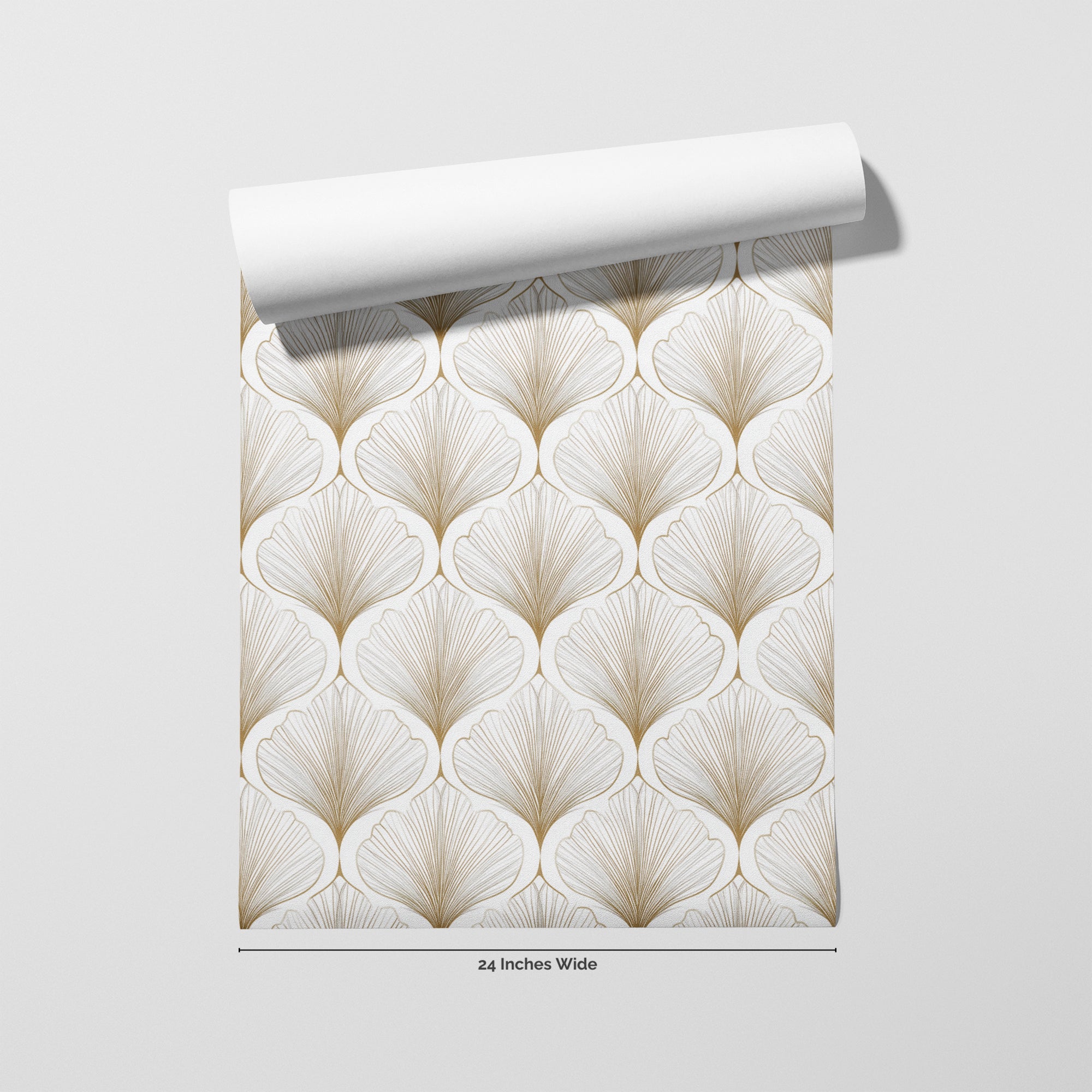 Gold Fanfare wallpaper roll, 24 inches wide