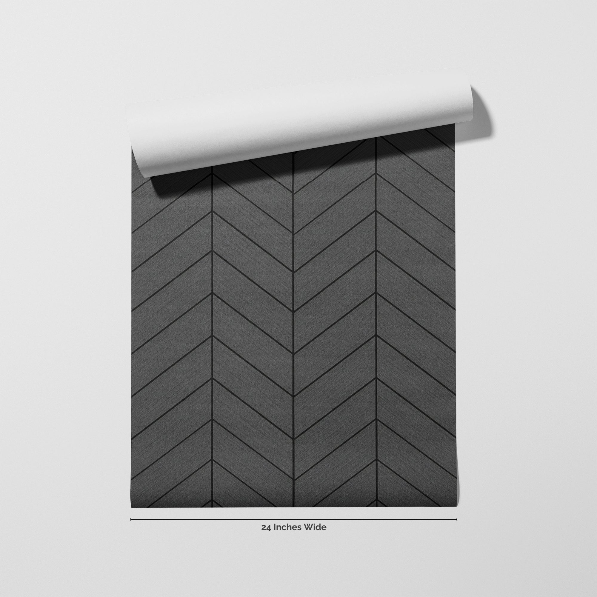 Herringbone Noir wallpaper roll, 24 inches wide