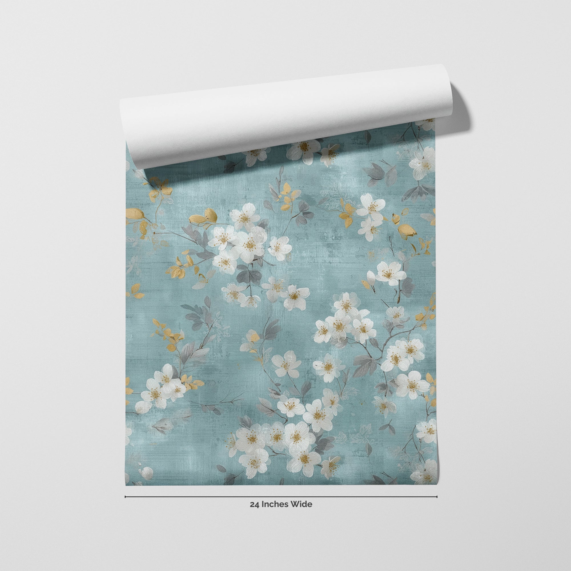 Gilded Blossom wallpaper roll, 24 inches wide