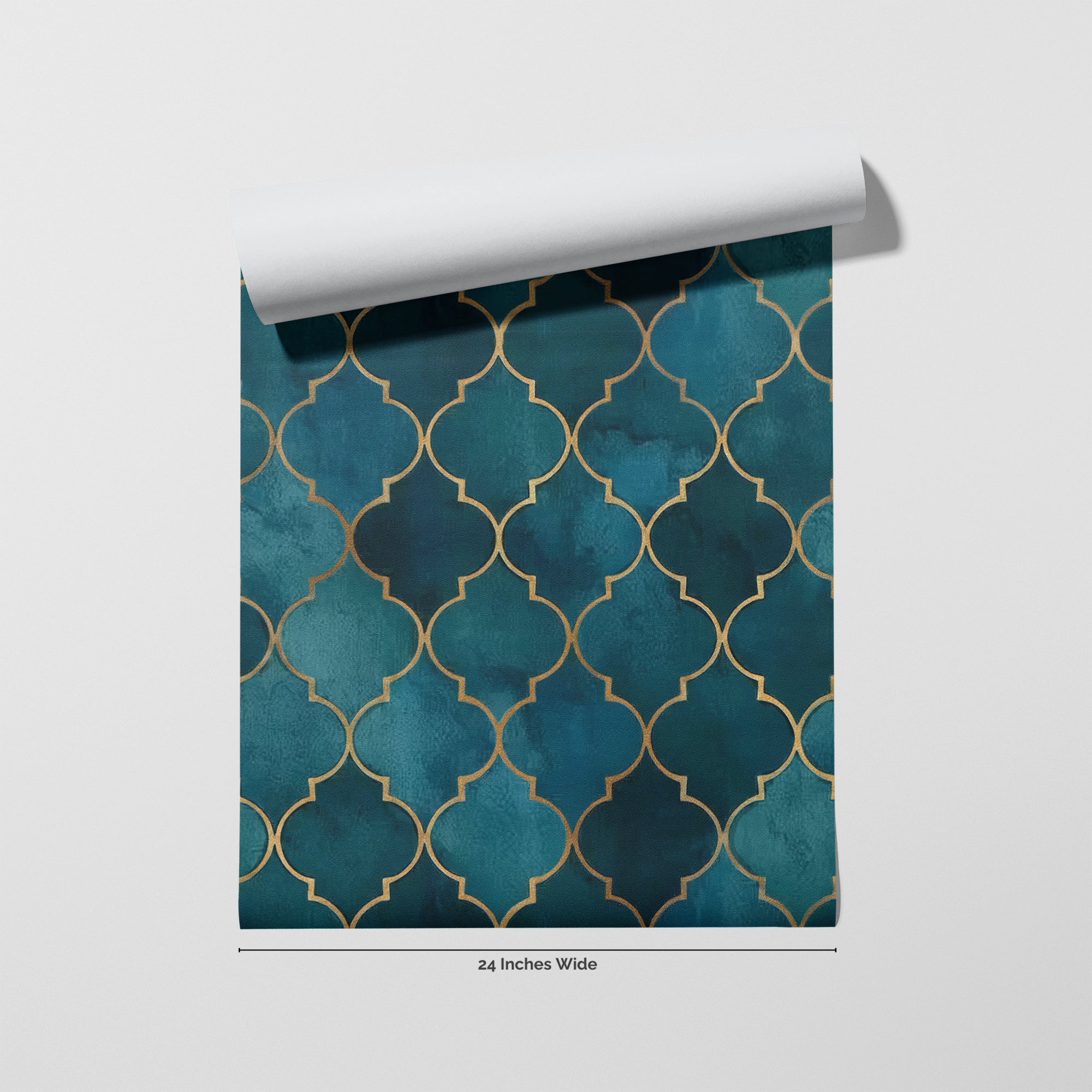 Teal Trellis wallpaper roll, 24 inches wide