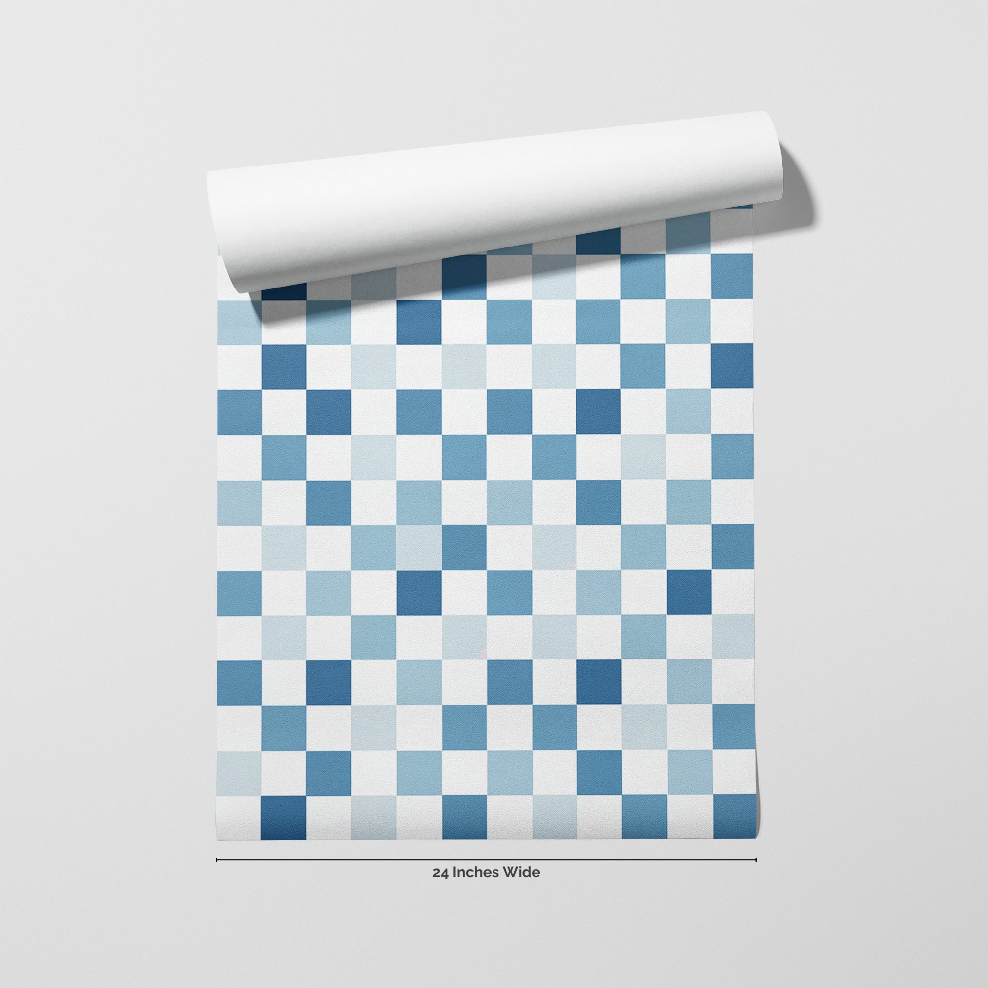 Blueberry Check wallpaper roll, 24 inches wide