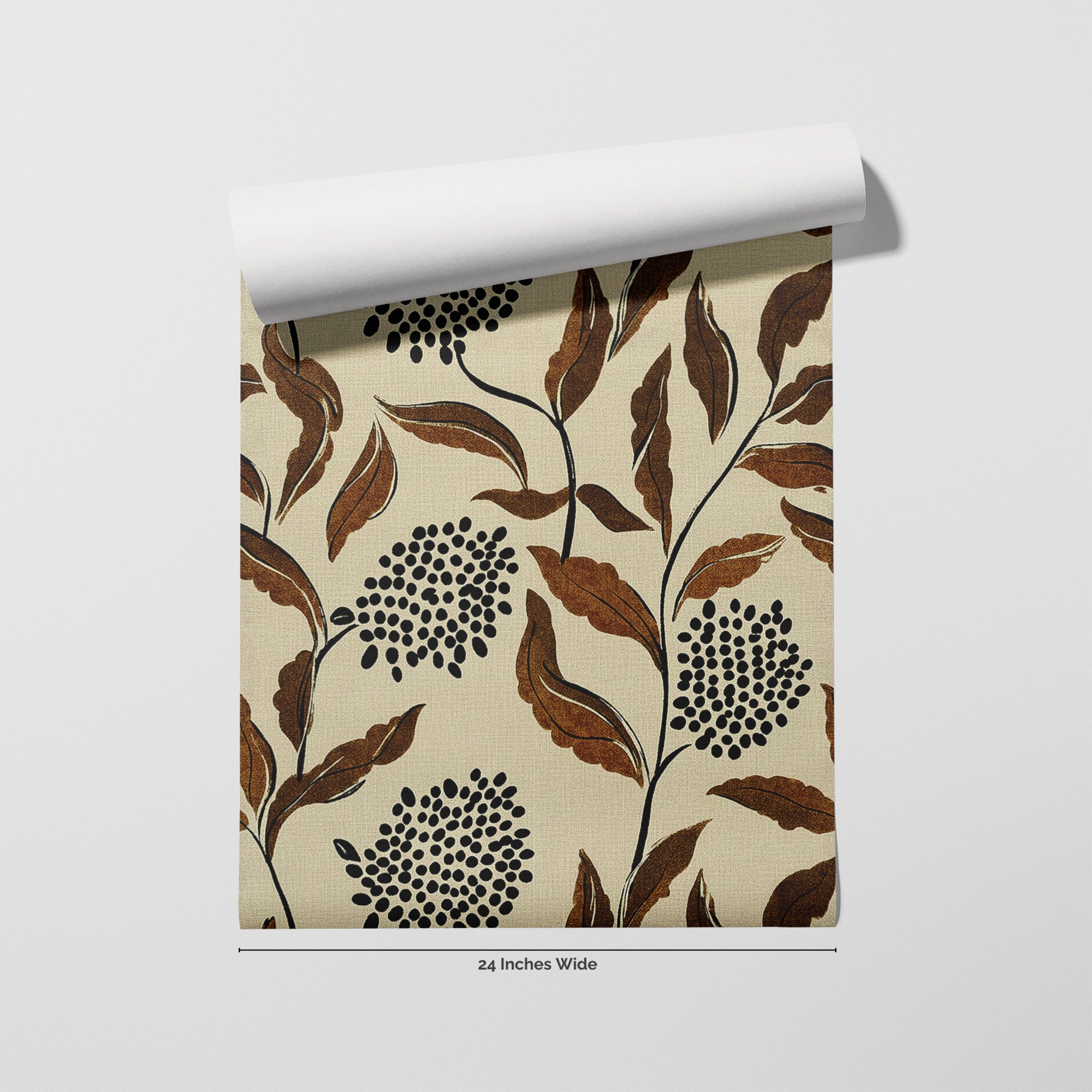 Cinnamon Leaf wallpaper roll, 24 inches wide