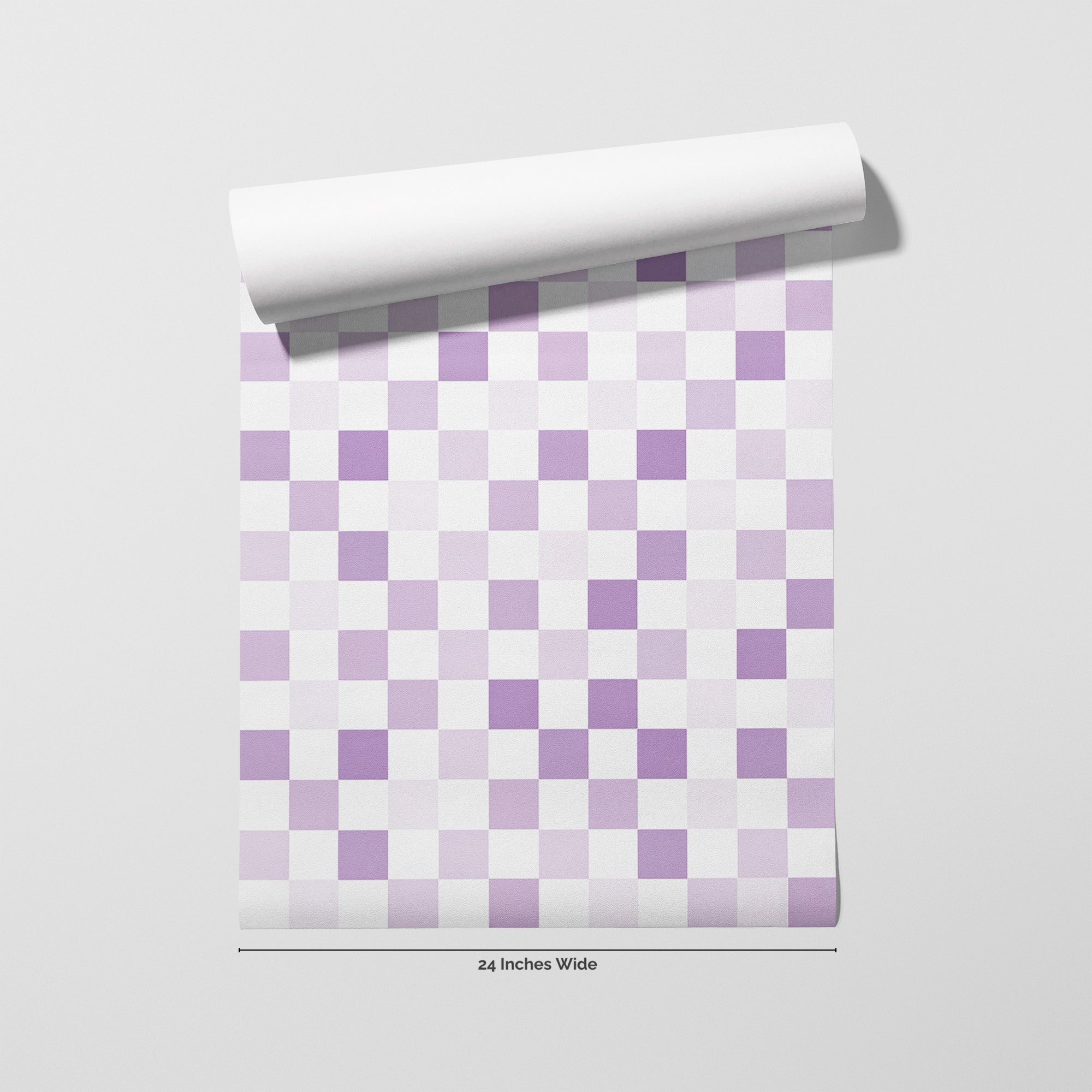 Lilac Check wallpaper roll, 24 inches wide