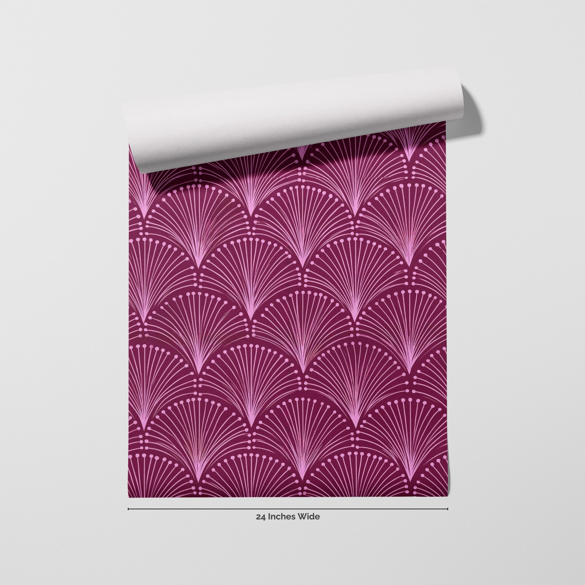 Plum Fan wallpaper roll, 24 inches wide