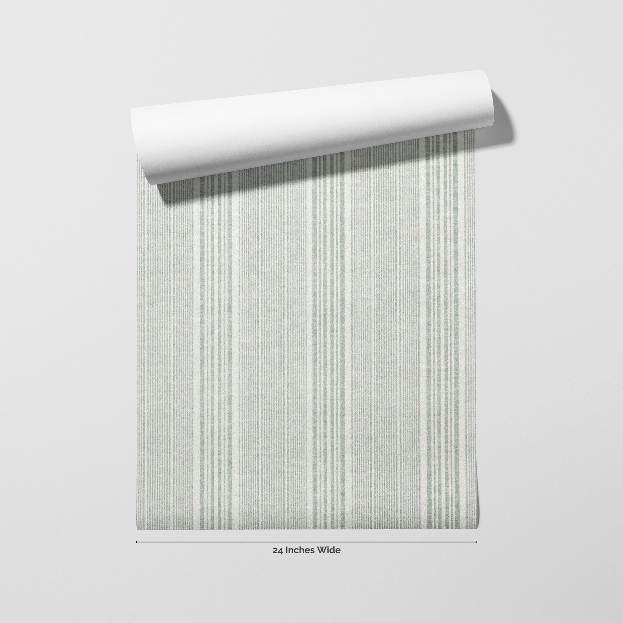 Sage Pinstripe wallpaper roll, 24 inches wide