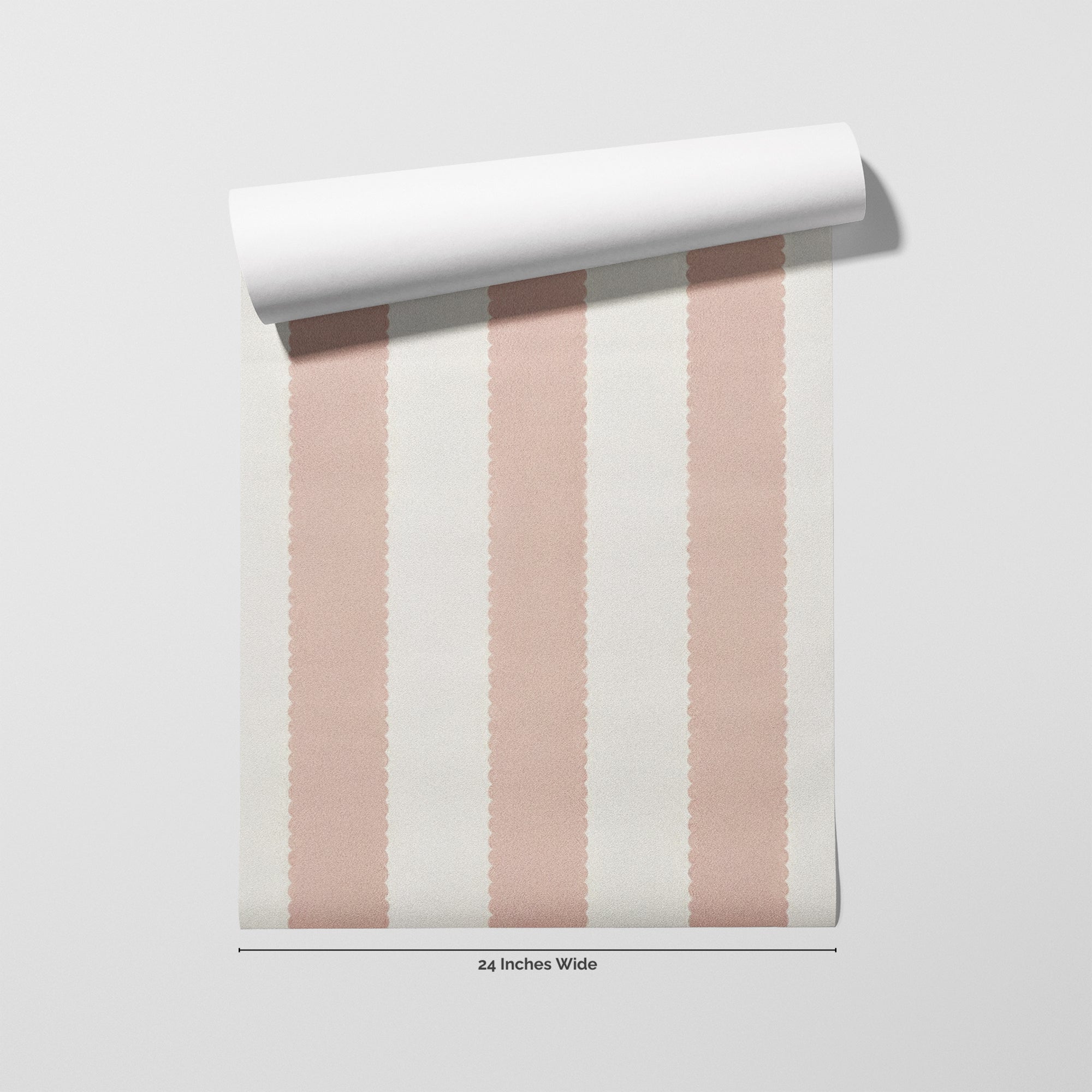 Blush Scallop wallpaper roll, 24 inches wide