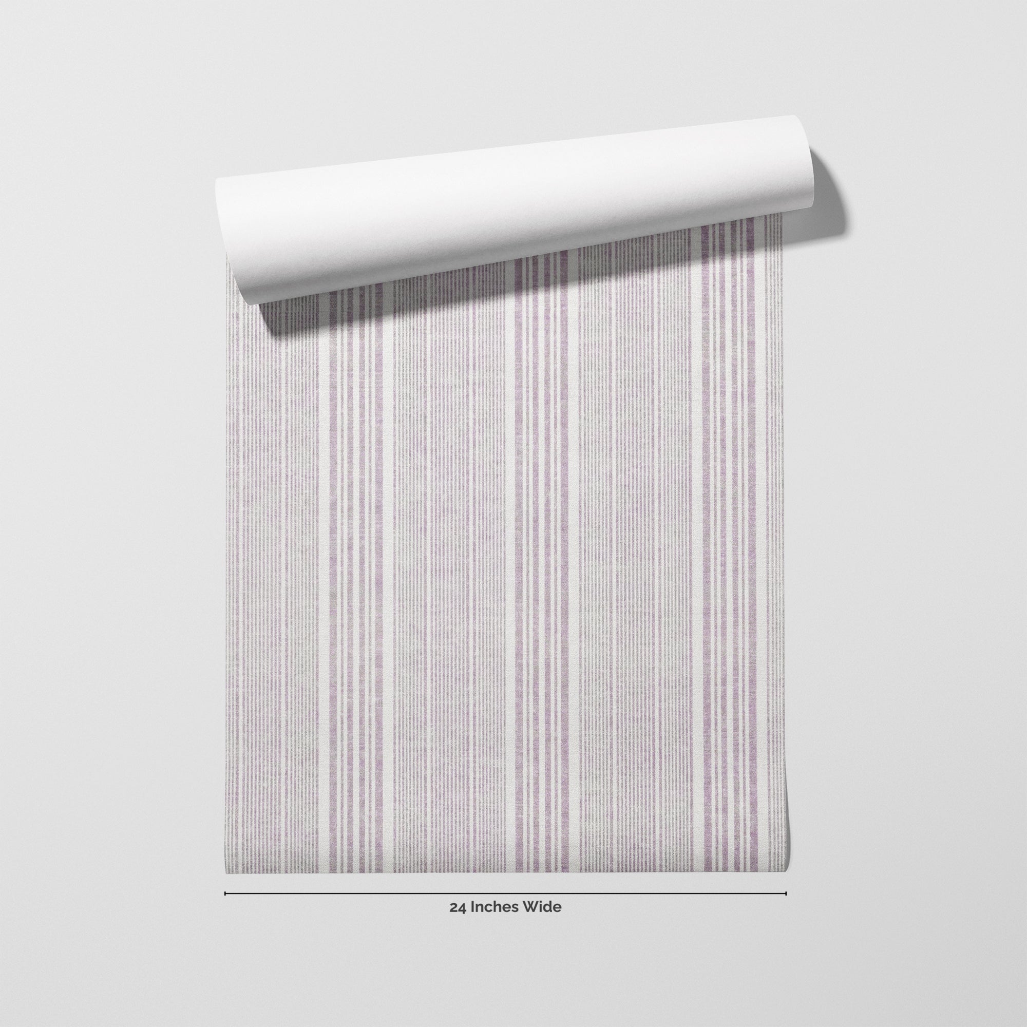 Lavender Pinstripe wallpaper roll, 24 inches wide