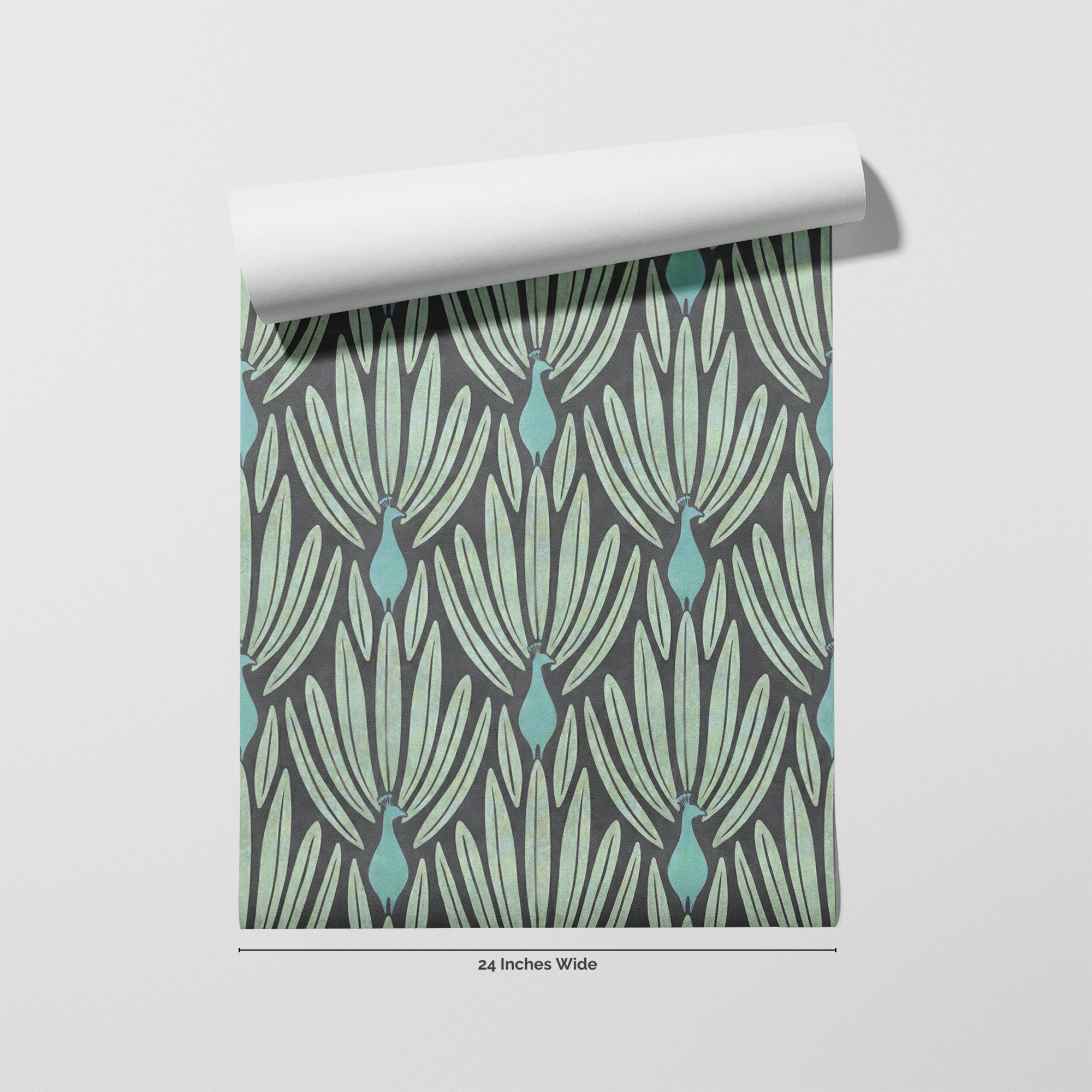 Peacock Lounge wallpaper roll, 24 inches wide