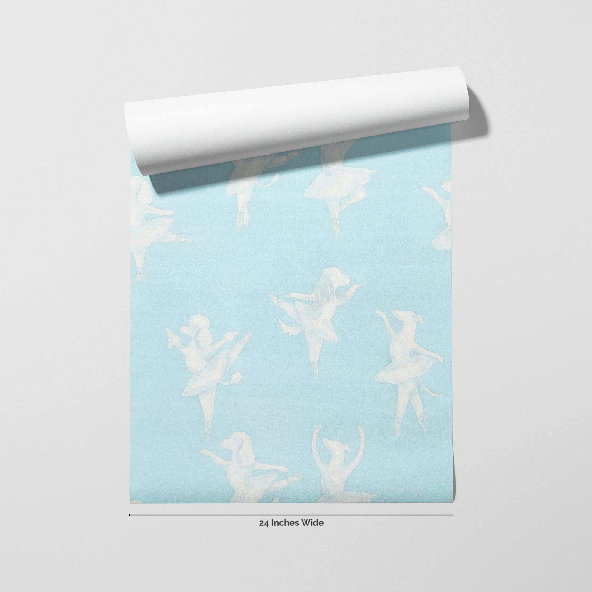 Aqua Pirouette wallpaper roll, 24 inches wide