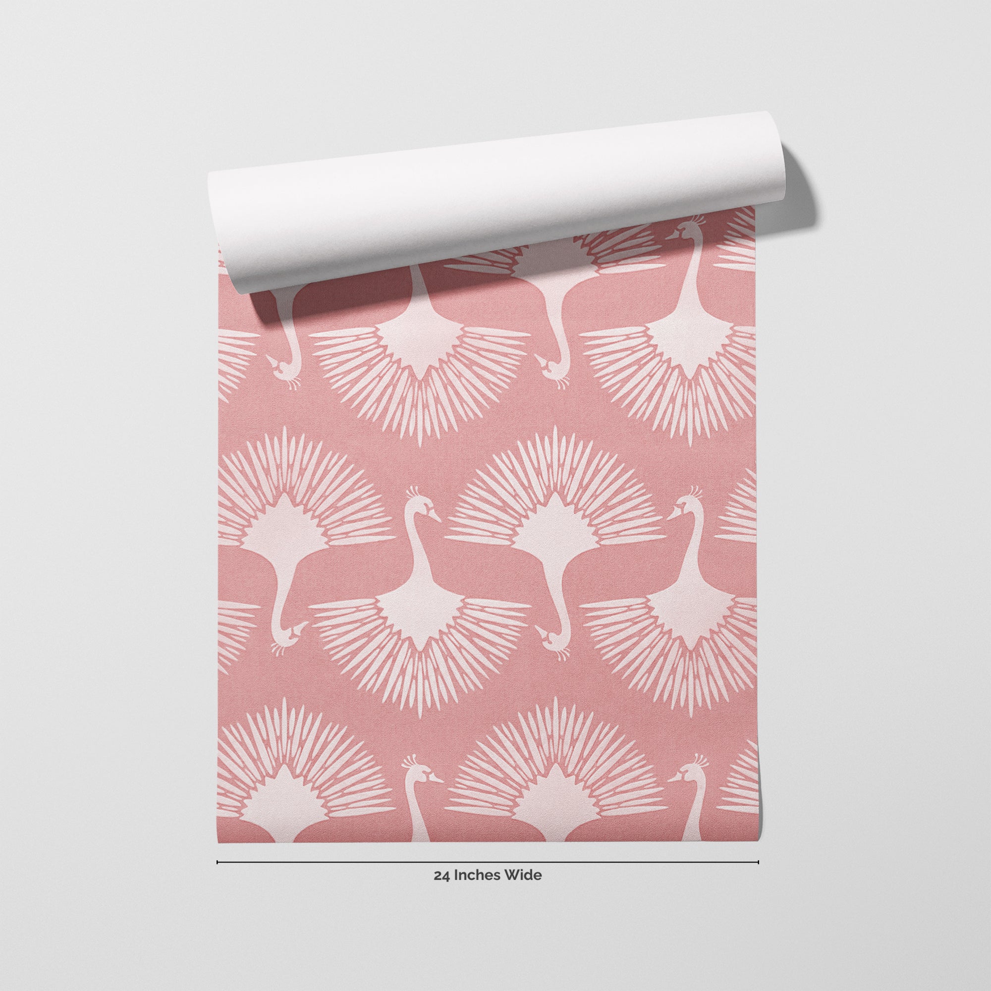 Blush Swan wallpaper roll, 24 inches wide