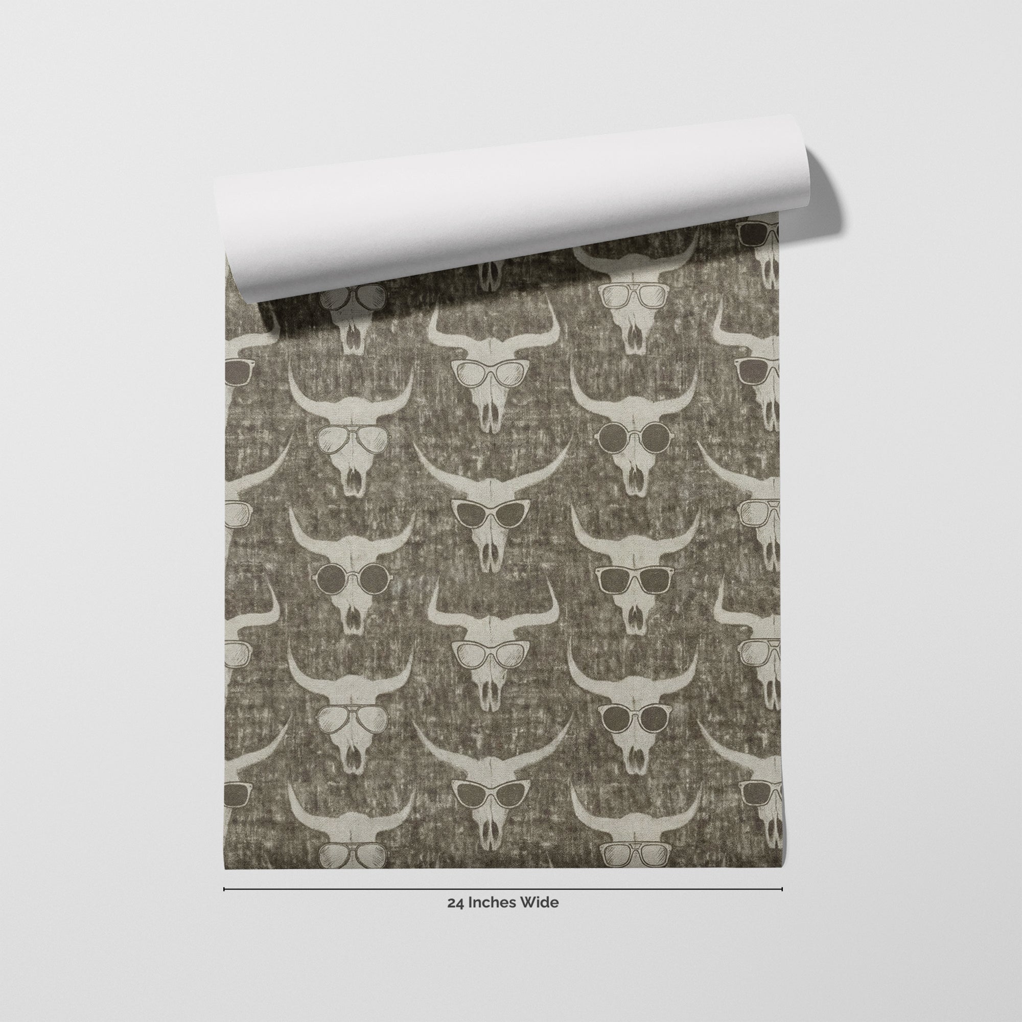 Shady Longhorn wallpaper roll, 24 inches wide