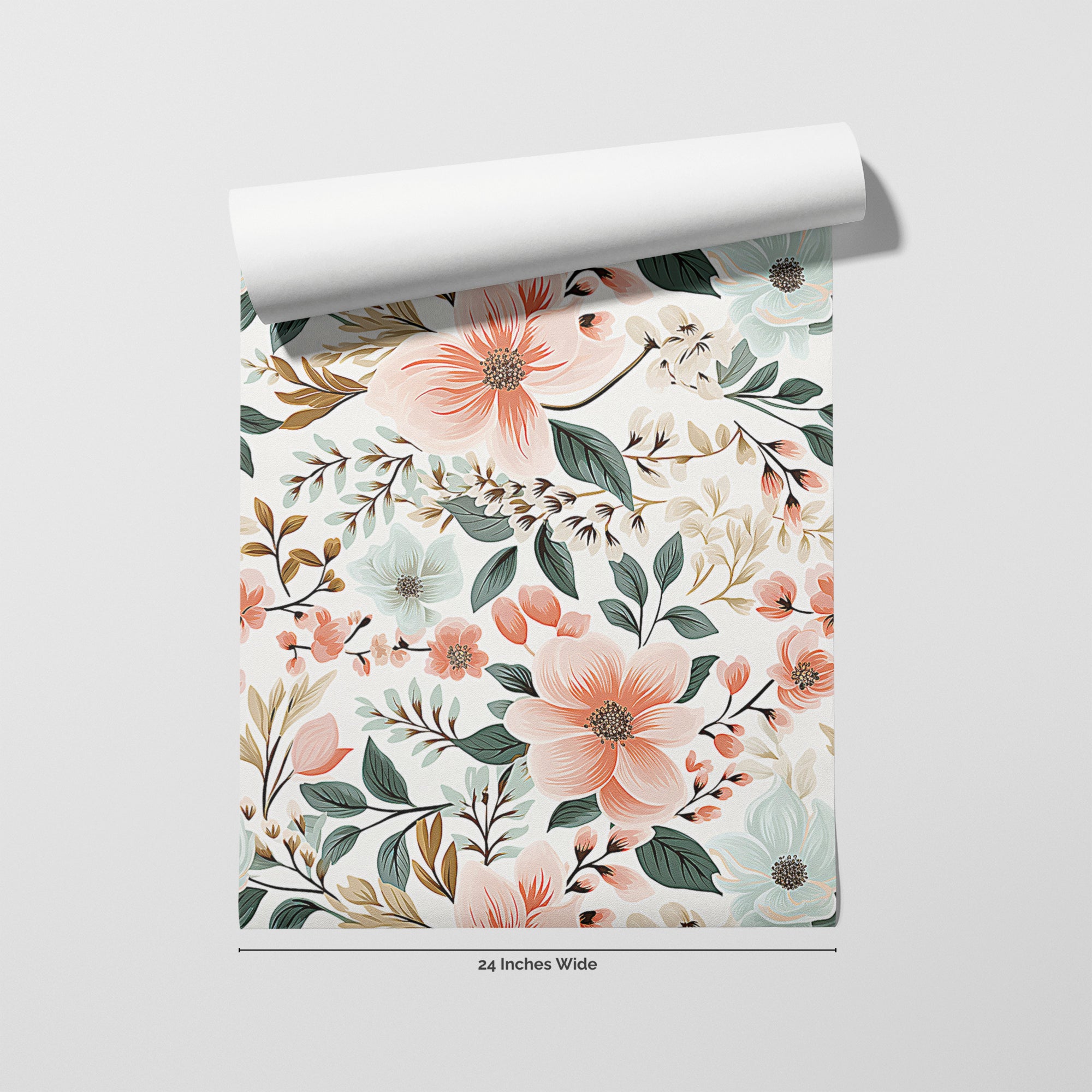 Peach Orchard wallpaper roll, 24 inches wide