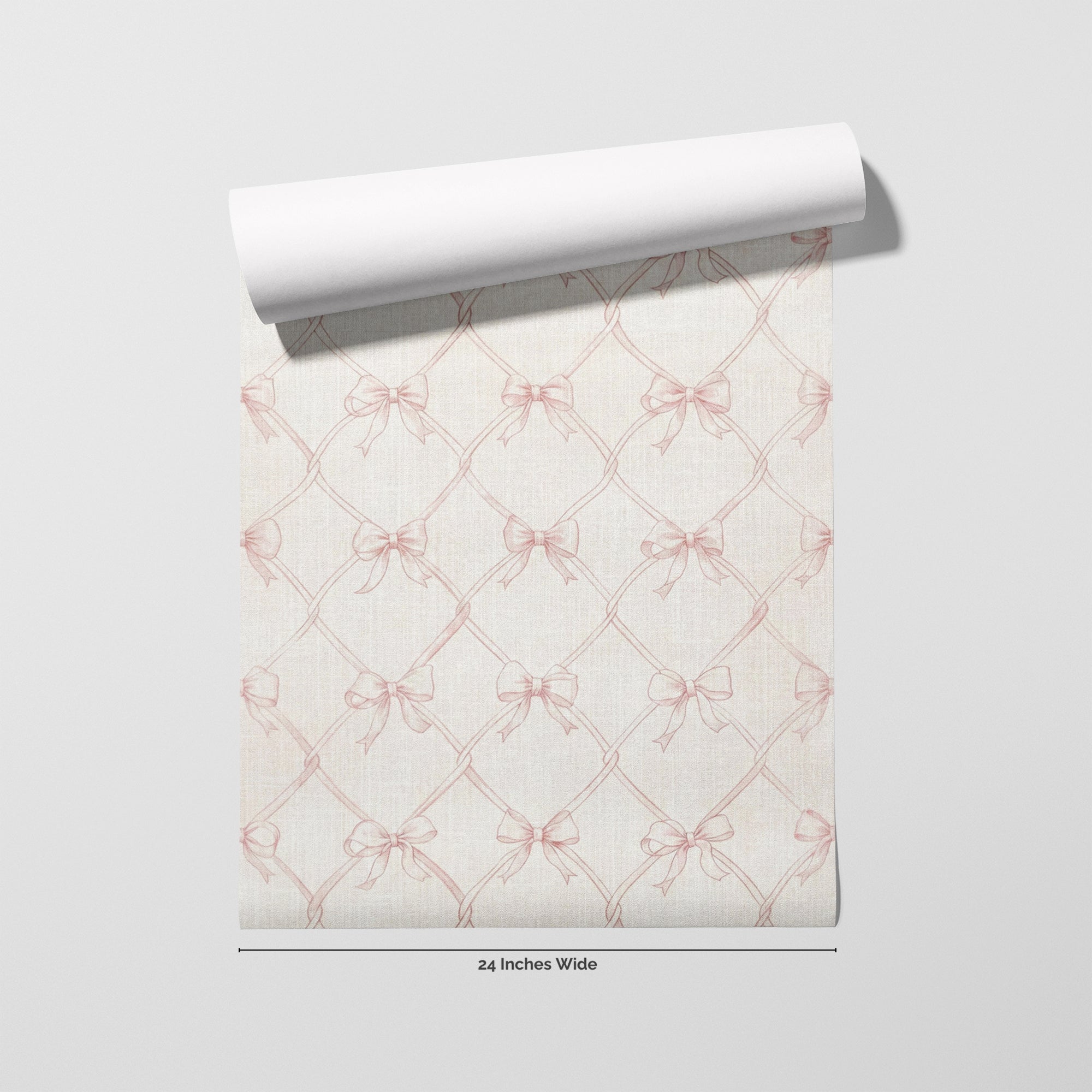 Blush Bow wallpaper roll, 24 inches wide