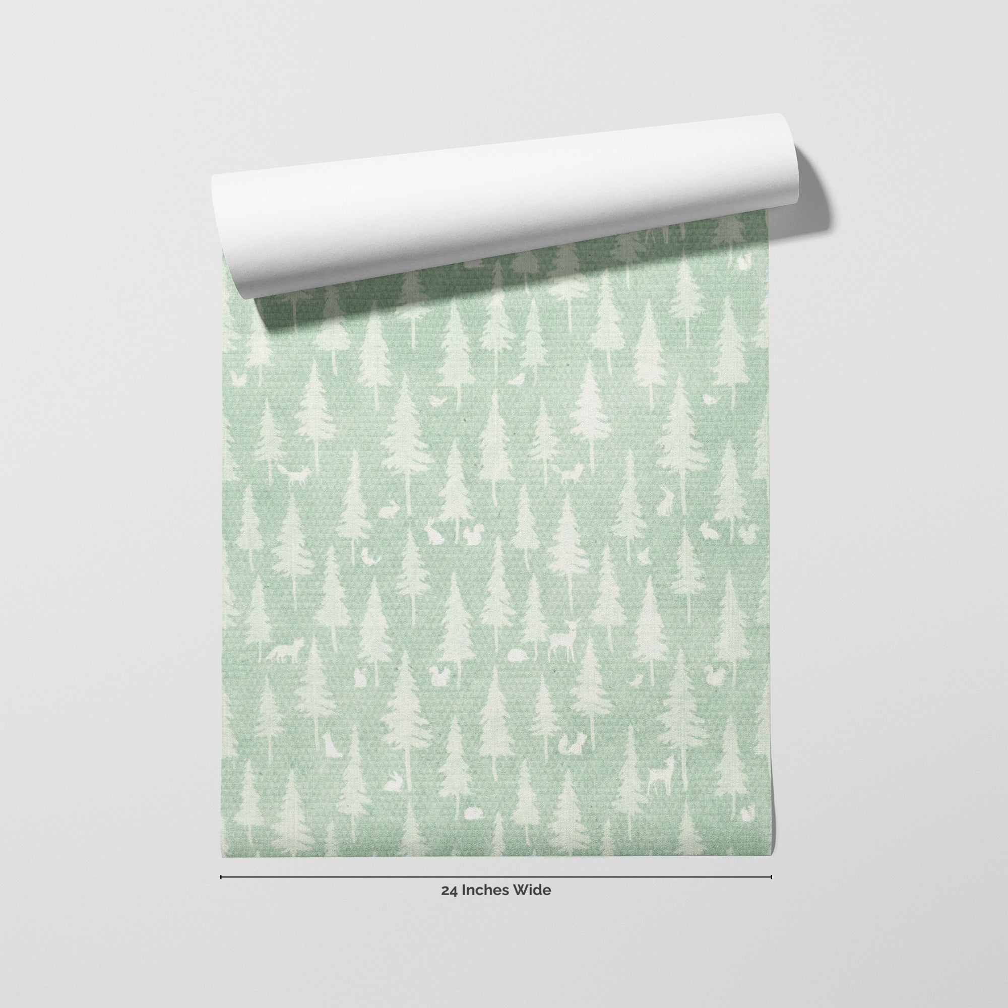 Sage Woodland wallpaper roll, 24 inches wide
