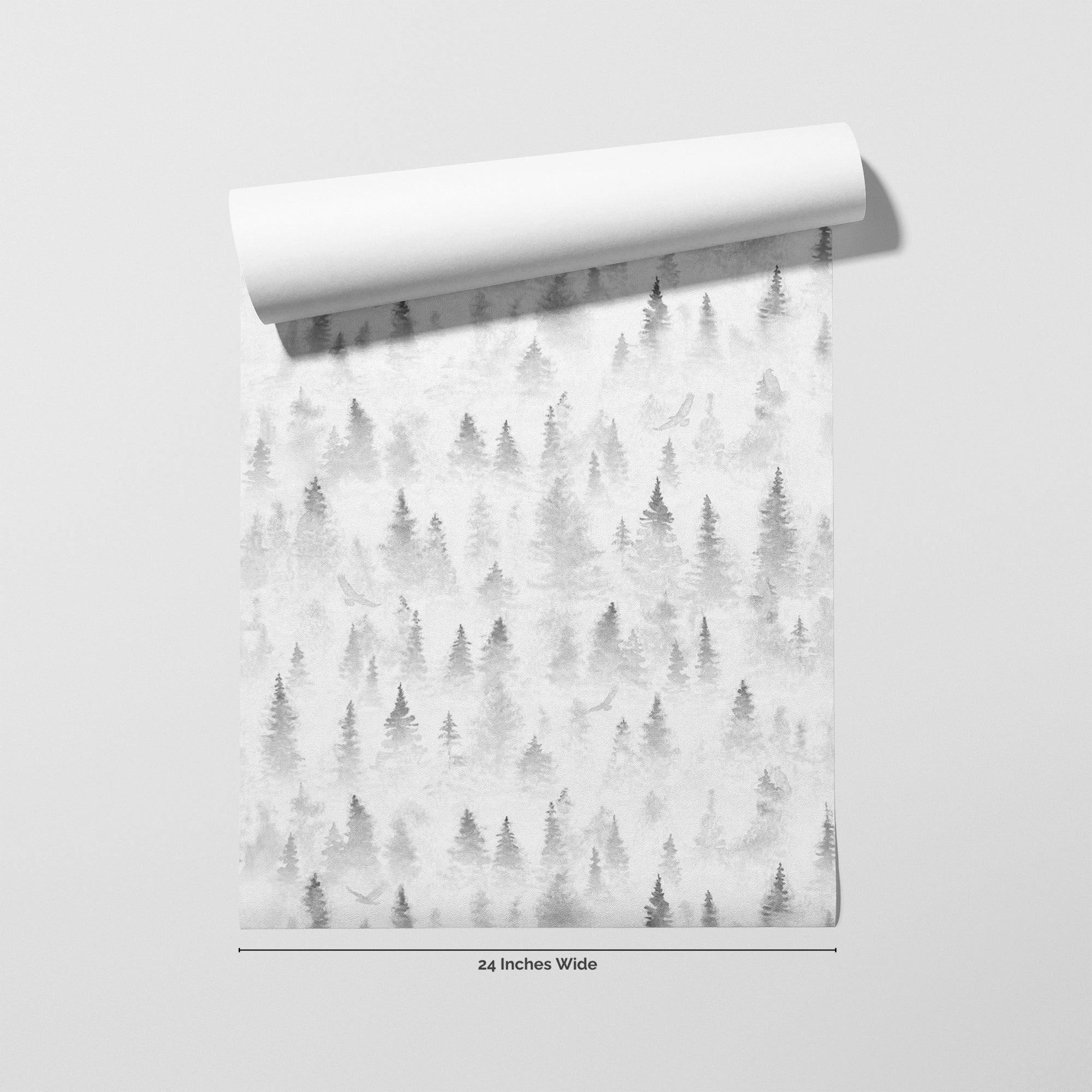 Pine Mist wallpaper roll, 24 inches wide