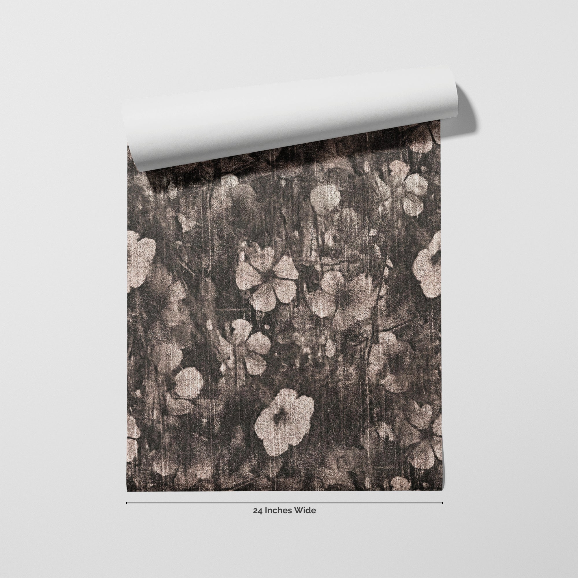 Denim Bloom wallpaper roll, 24 inches wide
