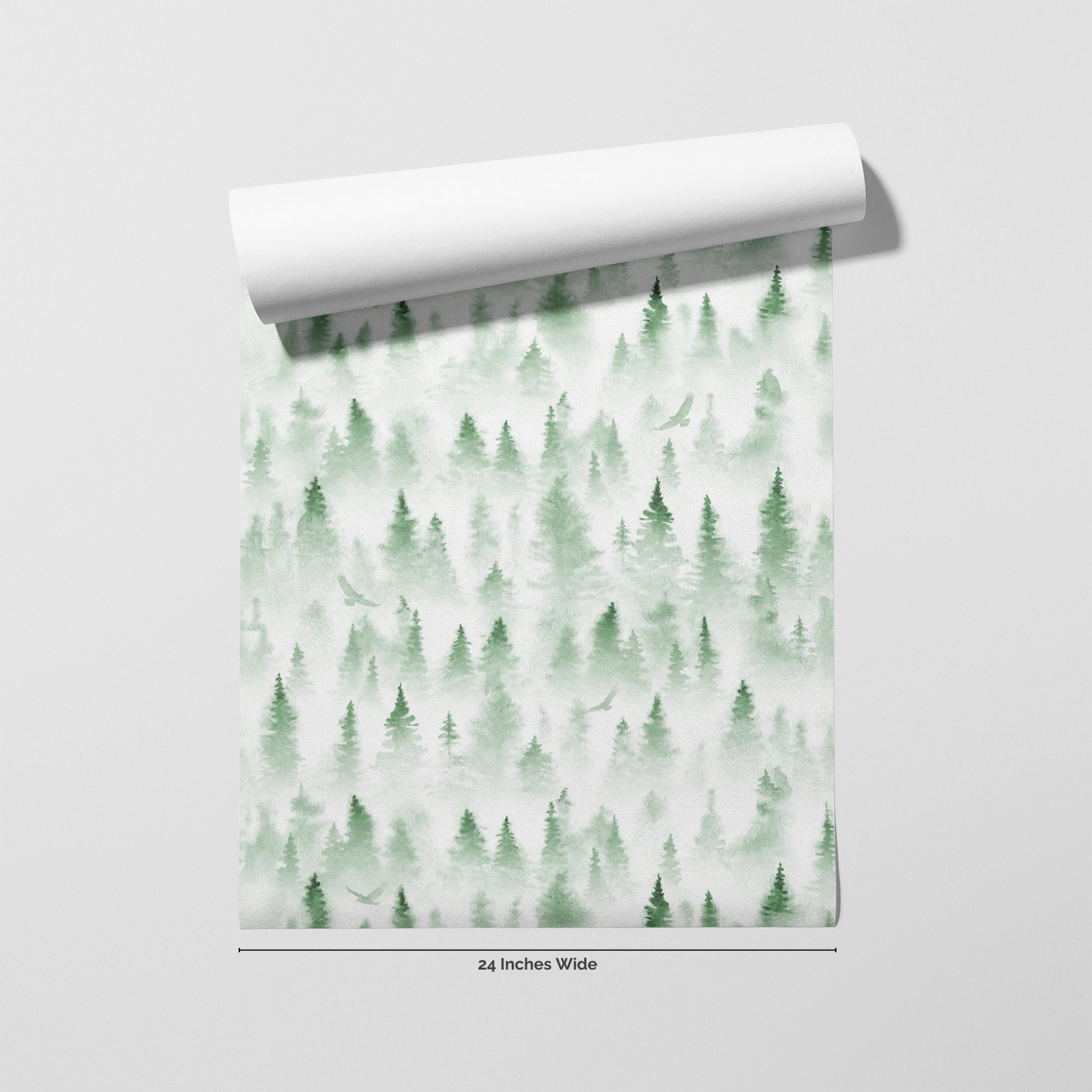 Evergreen Mist wallpaper roll, 24 inches wide