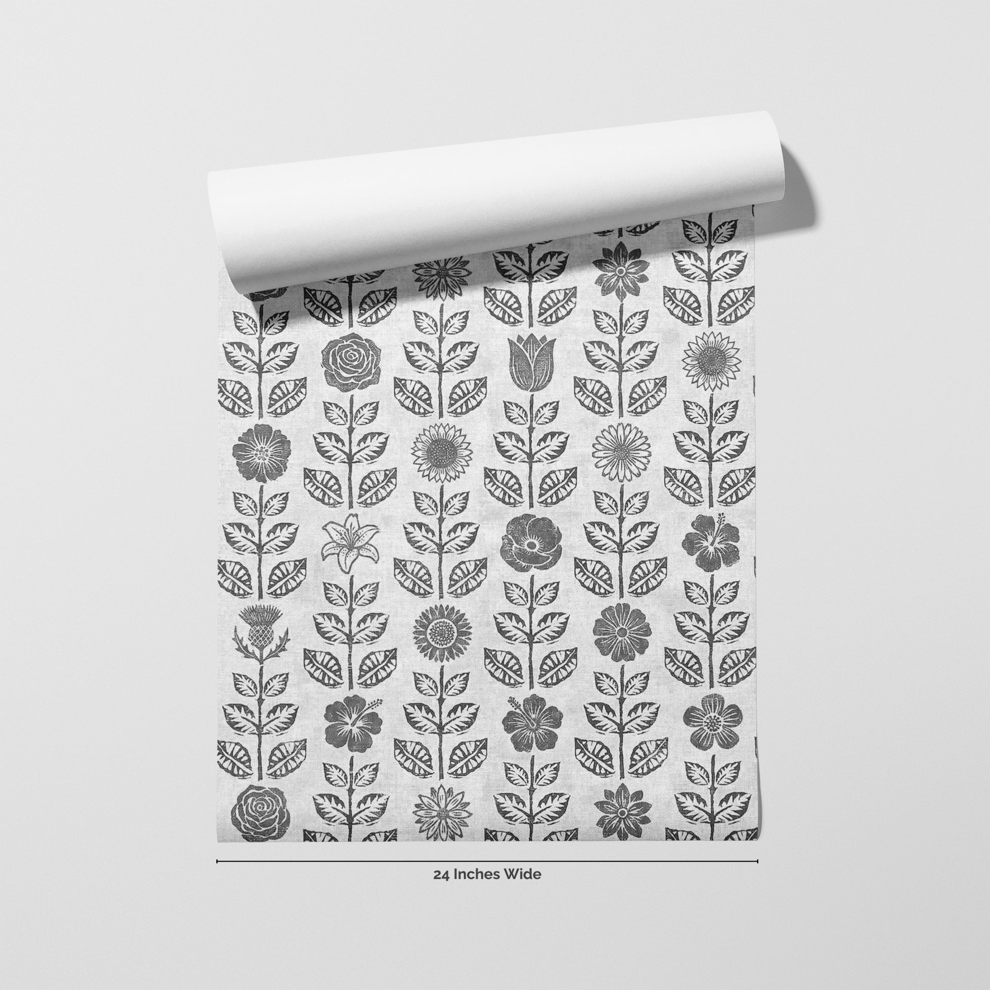 Ink Folk wallpaper roll, 24 inches wide