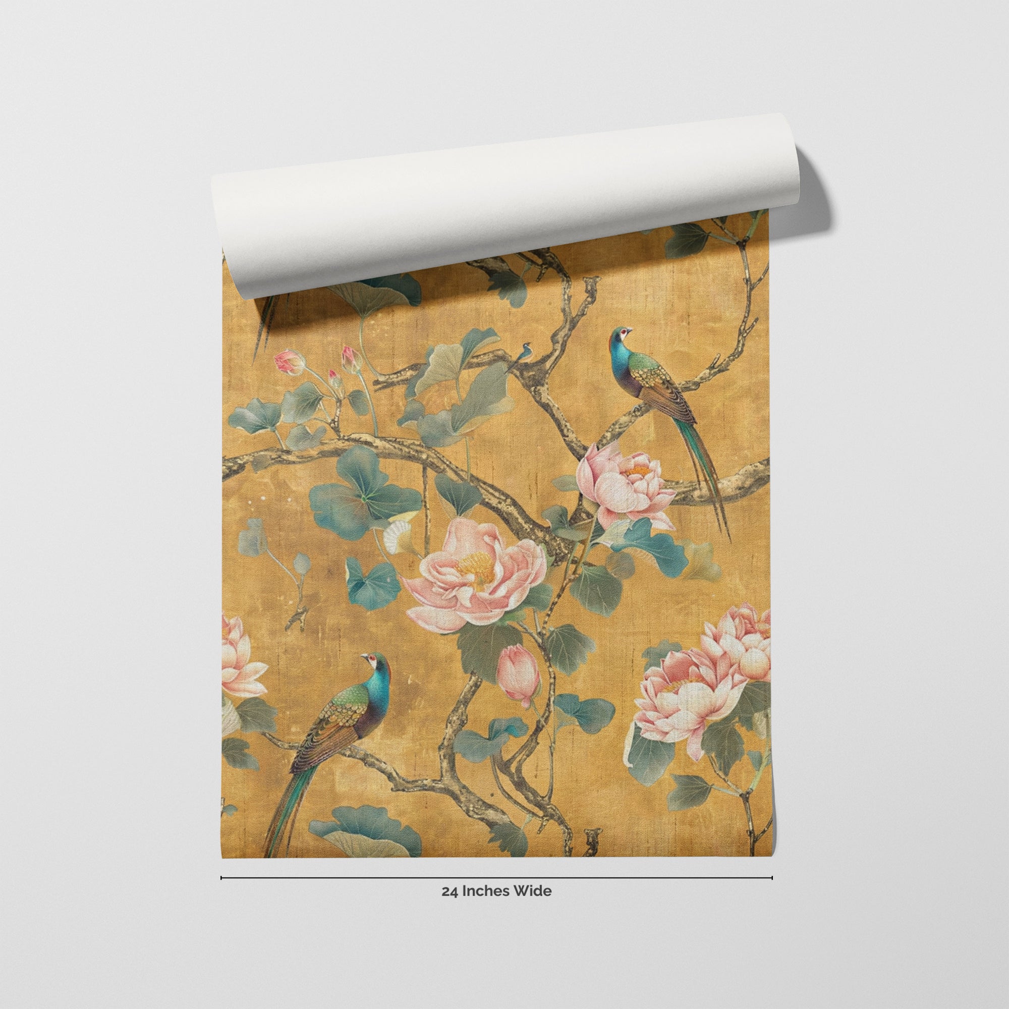 Golden Garden wallpaper roll, 24 inches wide