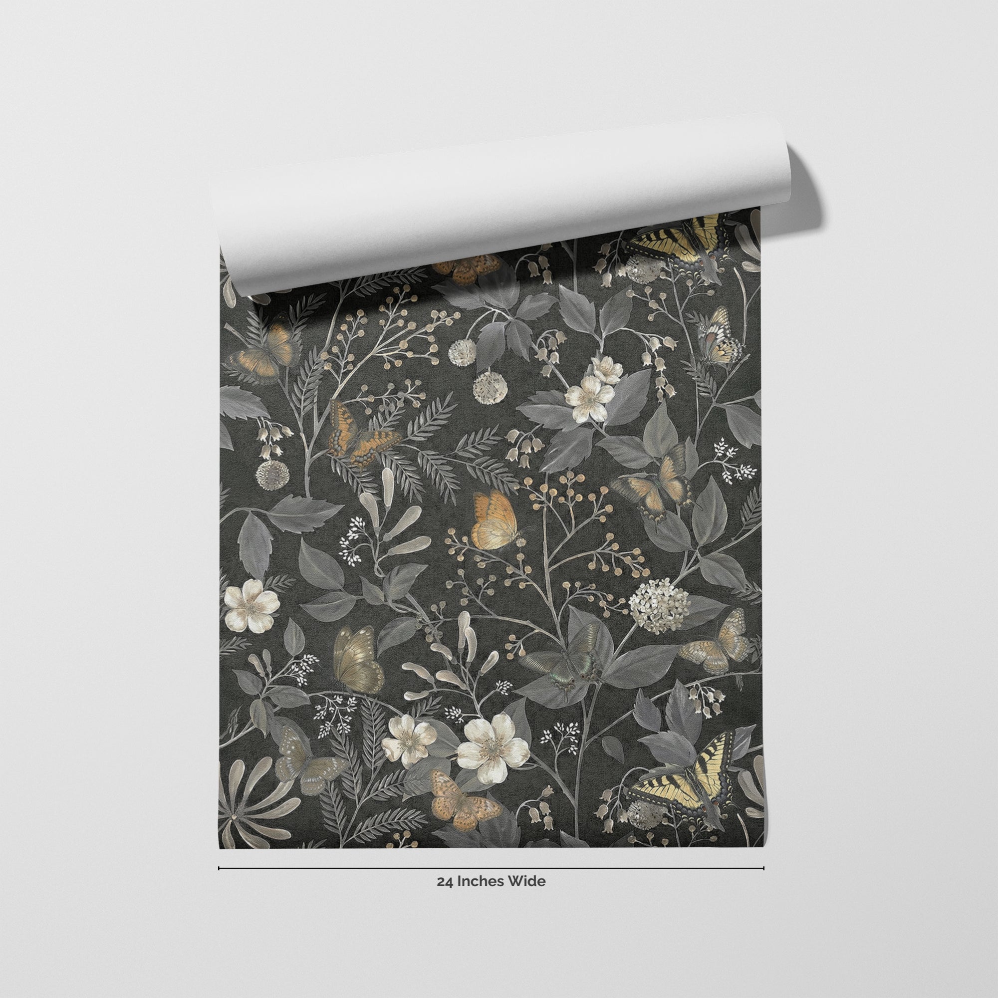 Velvet Flutter wallpaper roll, 24 inches wide