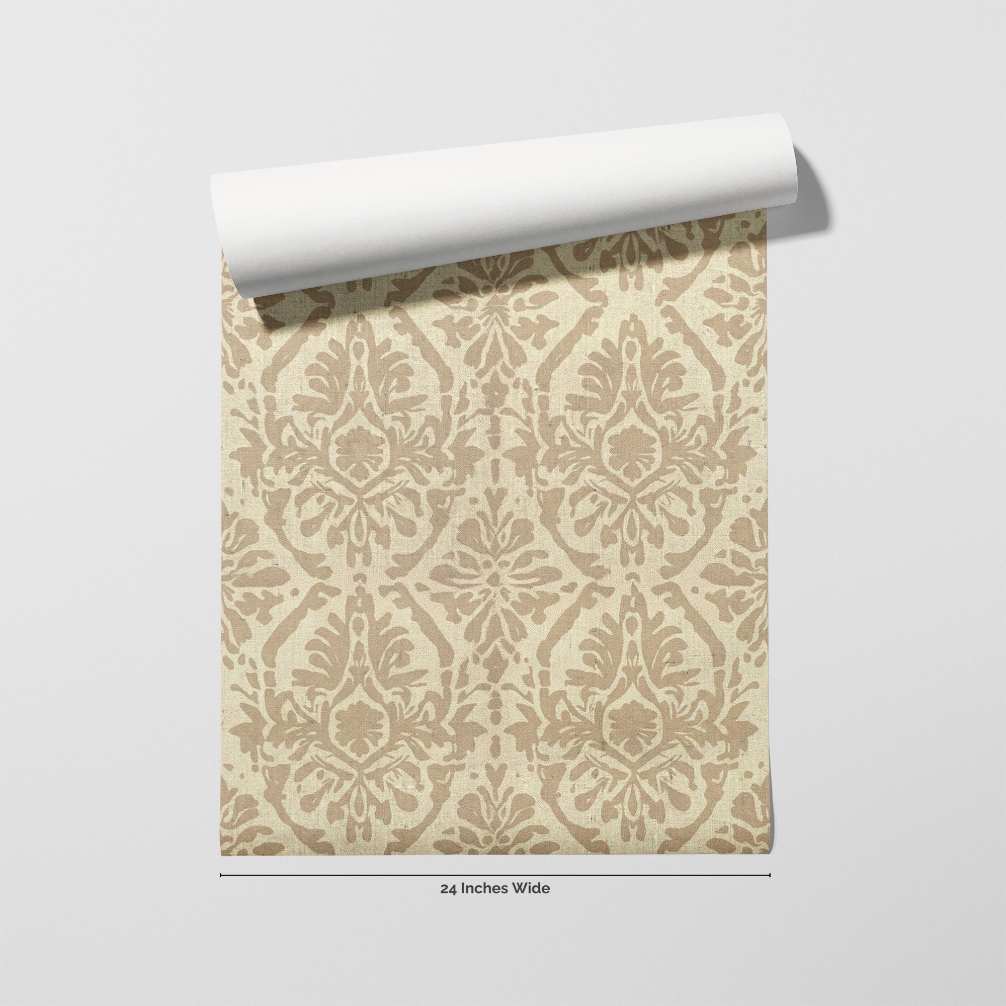 Linen Damask wallpaper roll, 24 inches wide