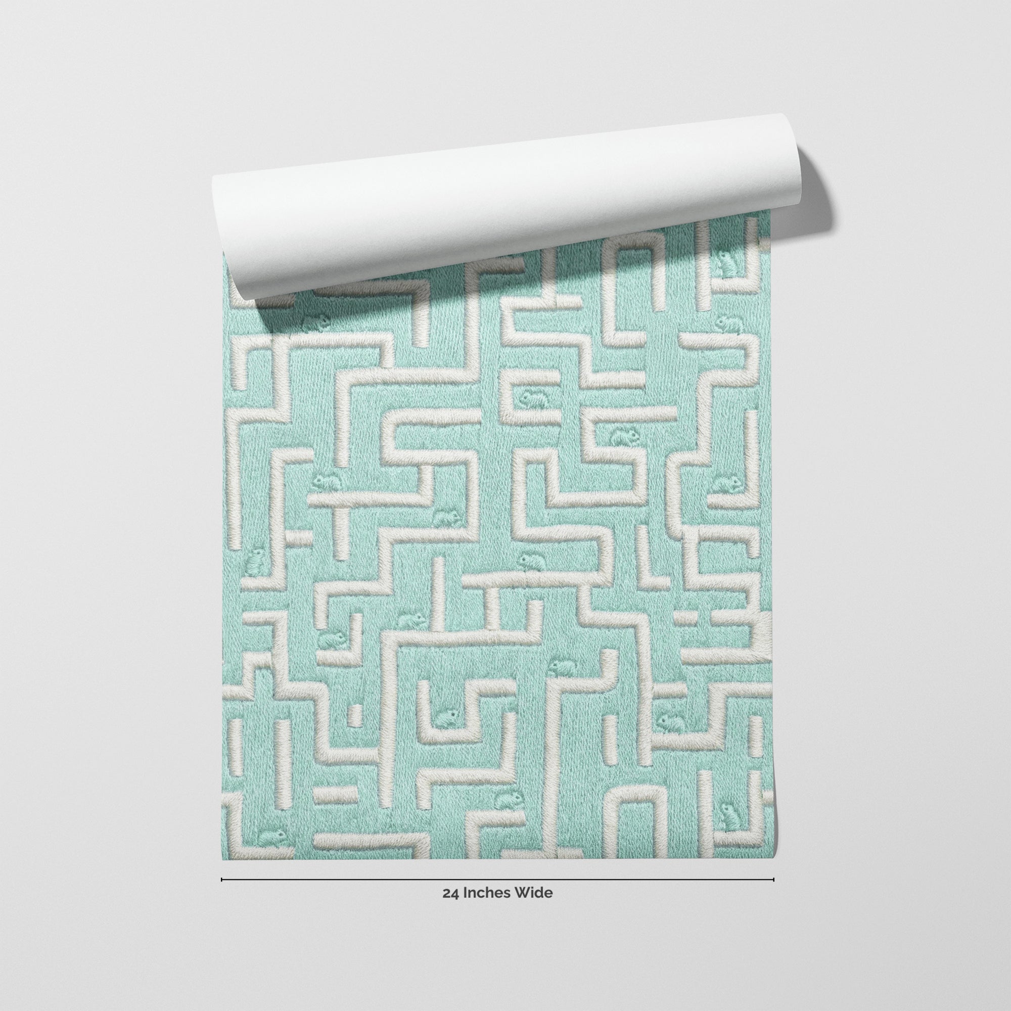 Mint Maze wallpaper roll, 24 inches wide